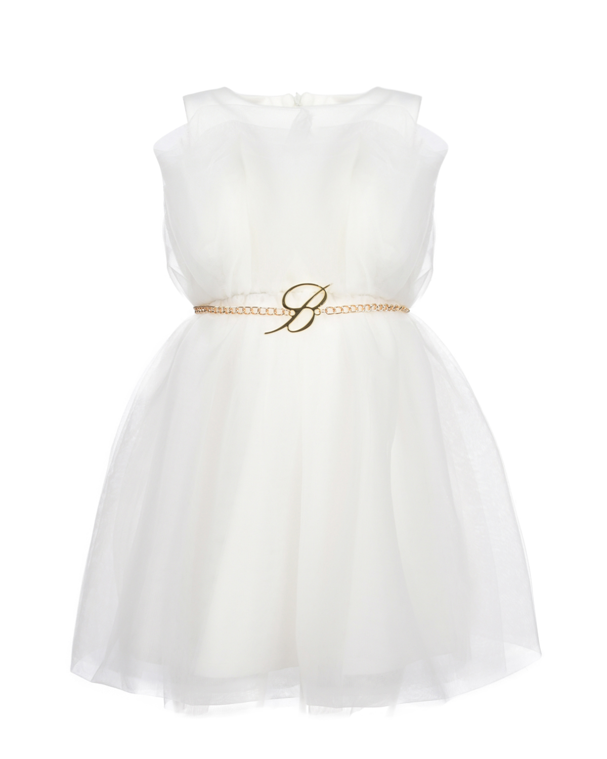 Белое платье с поясом-цепочкой Miss Blumarine, размер 128, цвет белый - фото 1