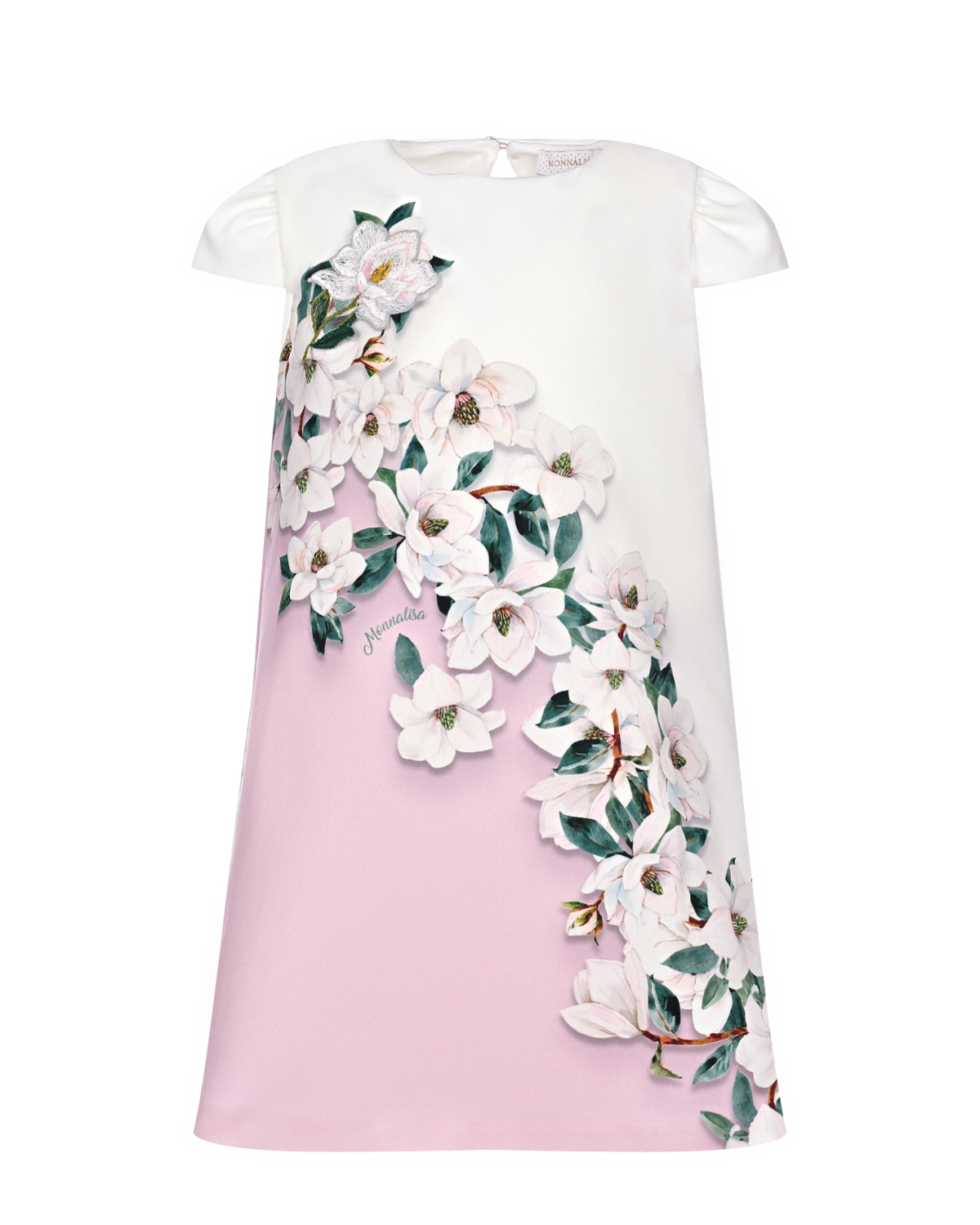 Бело-розовое платье с цветочным принтом Monnalisa розовое многослойное платье gulliver 152
