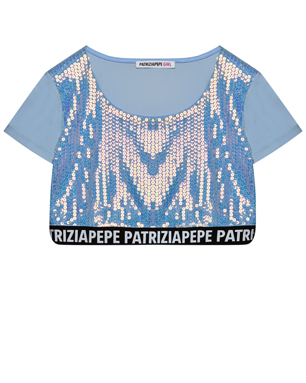 Топ с пайетками, контрастная полоска с лого Patrizia Pepe, размер 164, цвет нет цвета - фото 1