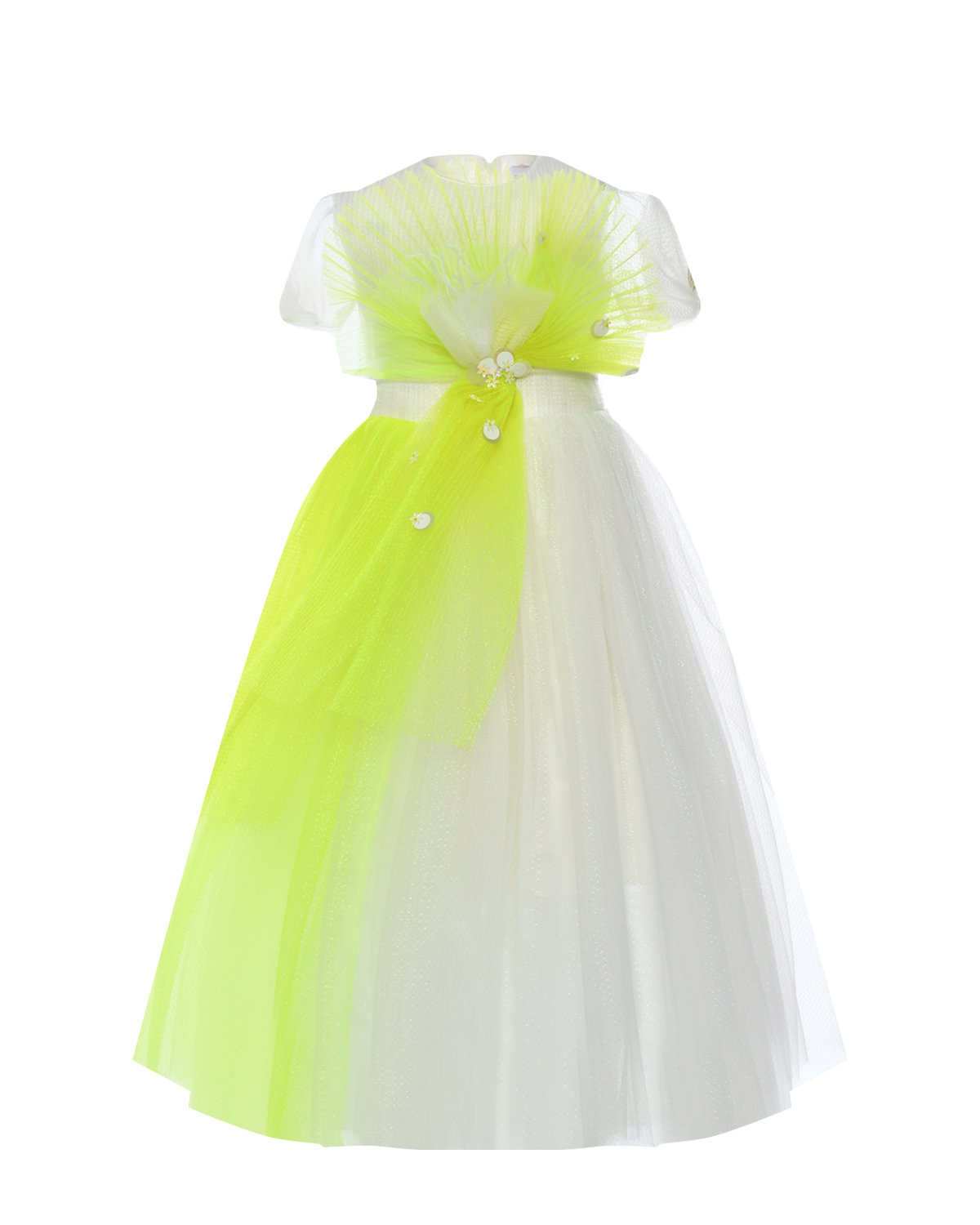 Платье со съёмной передней деталью и пышной юбкой, белое Eirene, размер 128, цвет нет цвета - фото 1