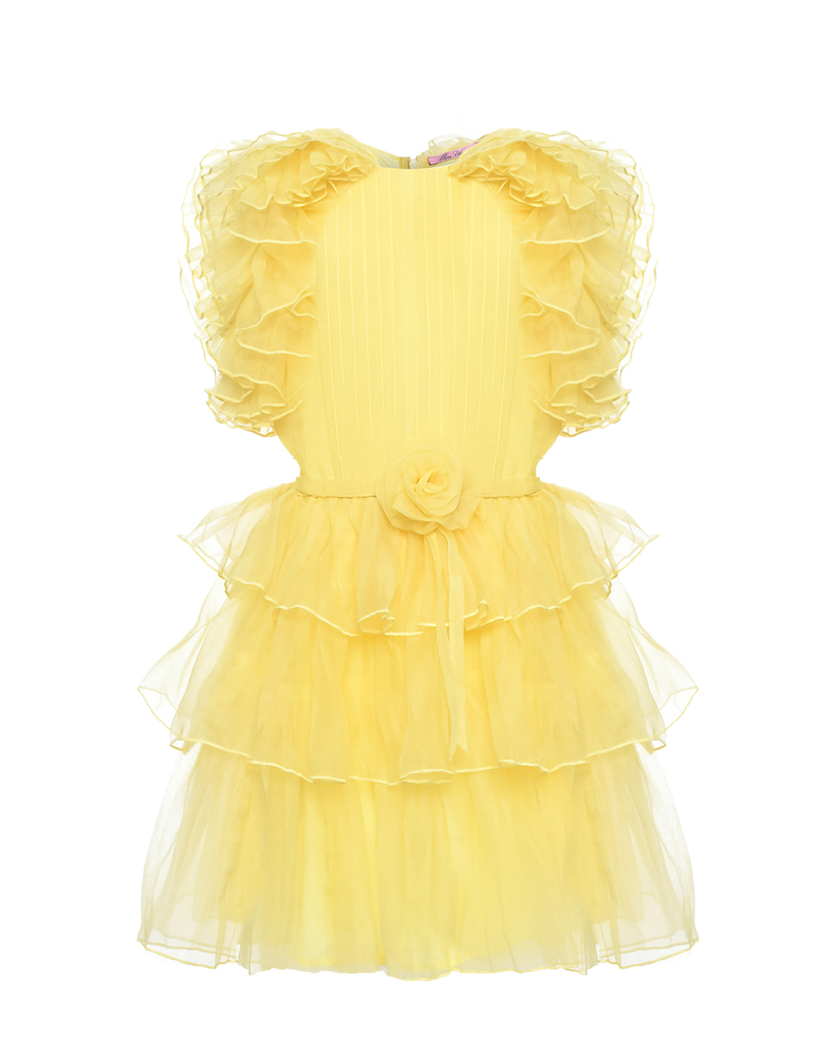 Платье с объемными рюшами, желтое Miss Blumarine, размер 128, цвет нет цвета