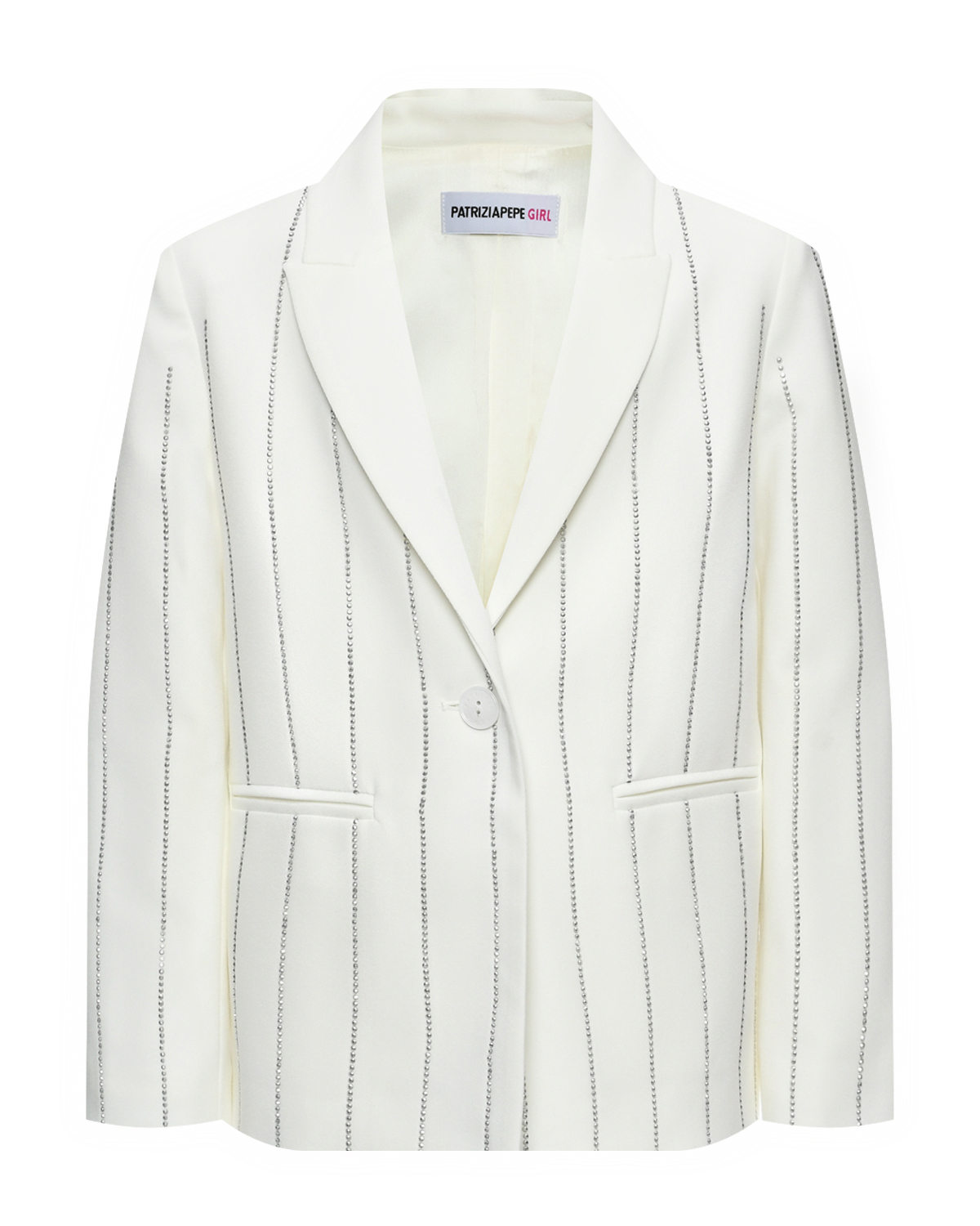 Пиджак с полосками из стразов Patrizia Pepe, размер 164, цвет нет цвета - фото 1
