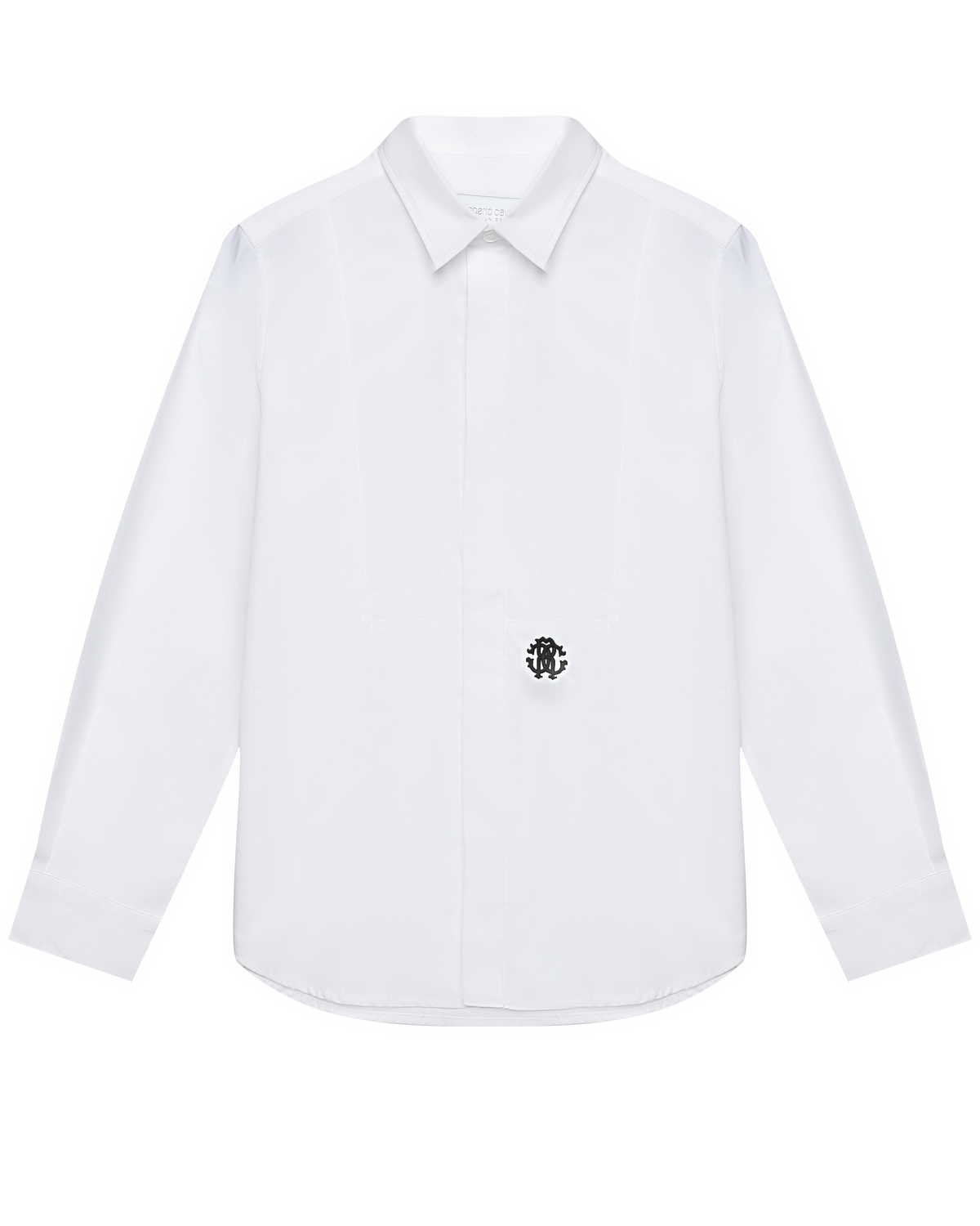 Рубашка с черным лого, белая Roberto Cavalli, размер 128, цвет белый