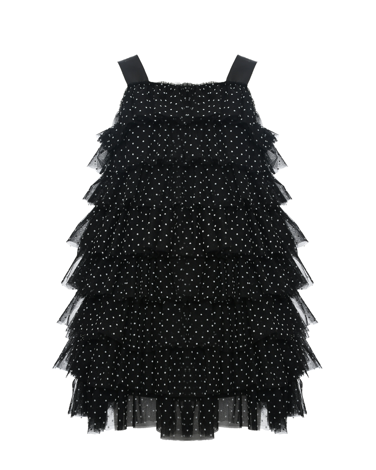 Платье с рюшами из фатина TWINSET, размер 128, цвет черный - фото 1