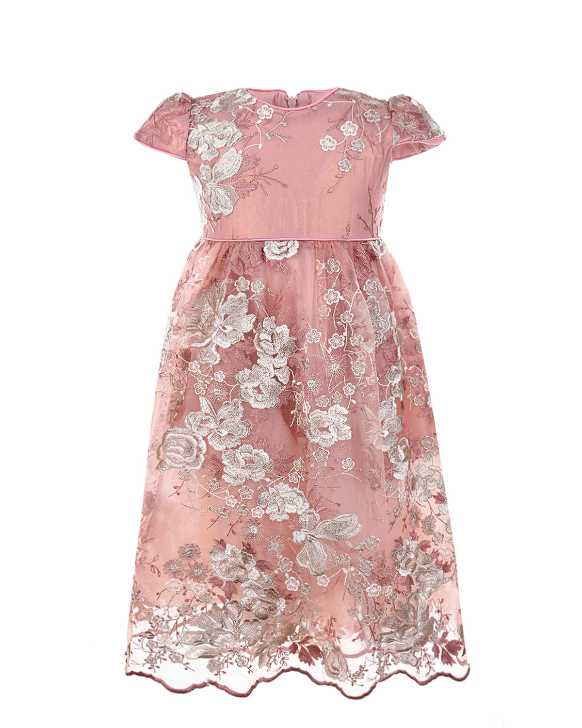 Розовое платье с цветочной вышивкой Eirene детское, размер 98 - фото 1