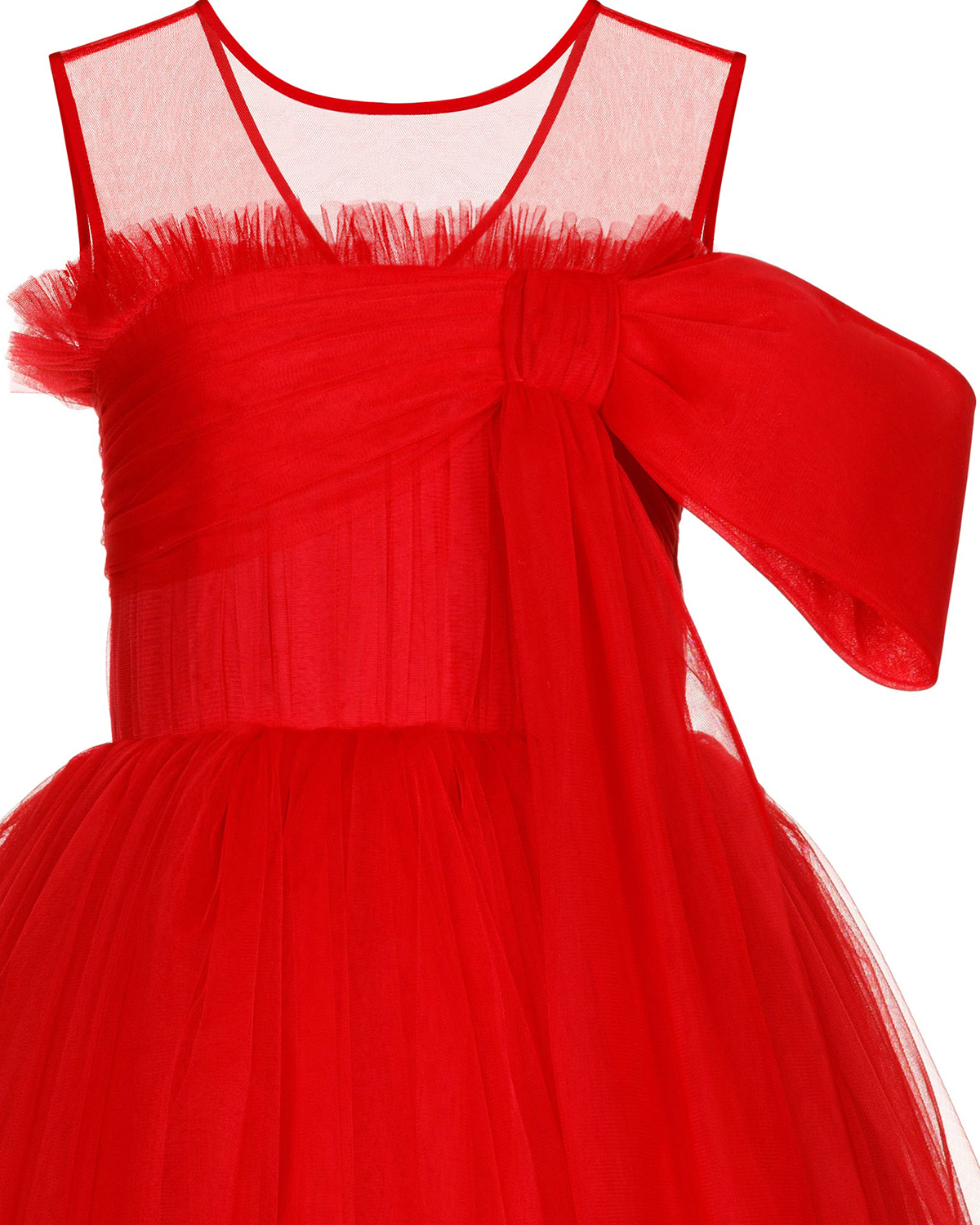 Красное платье и красные банты для детей