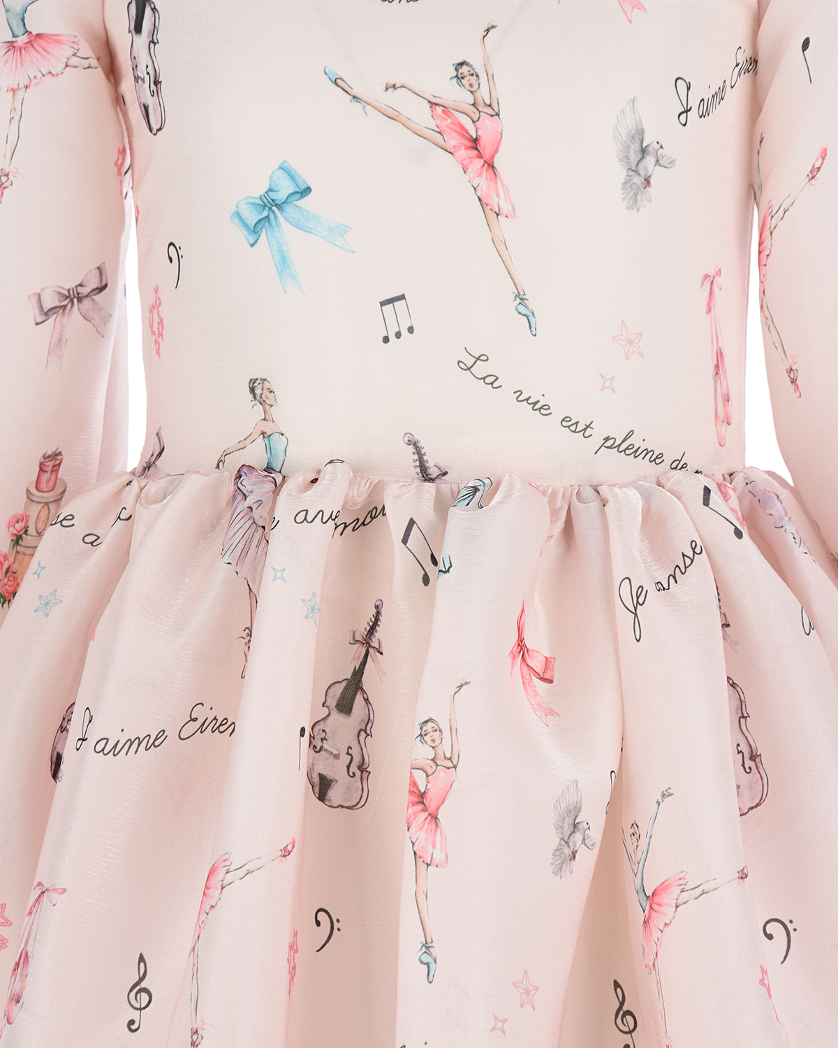 Розовое платье с принтом "балерины" Eirene детское, размер 116, цвет розовый - фото 3