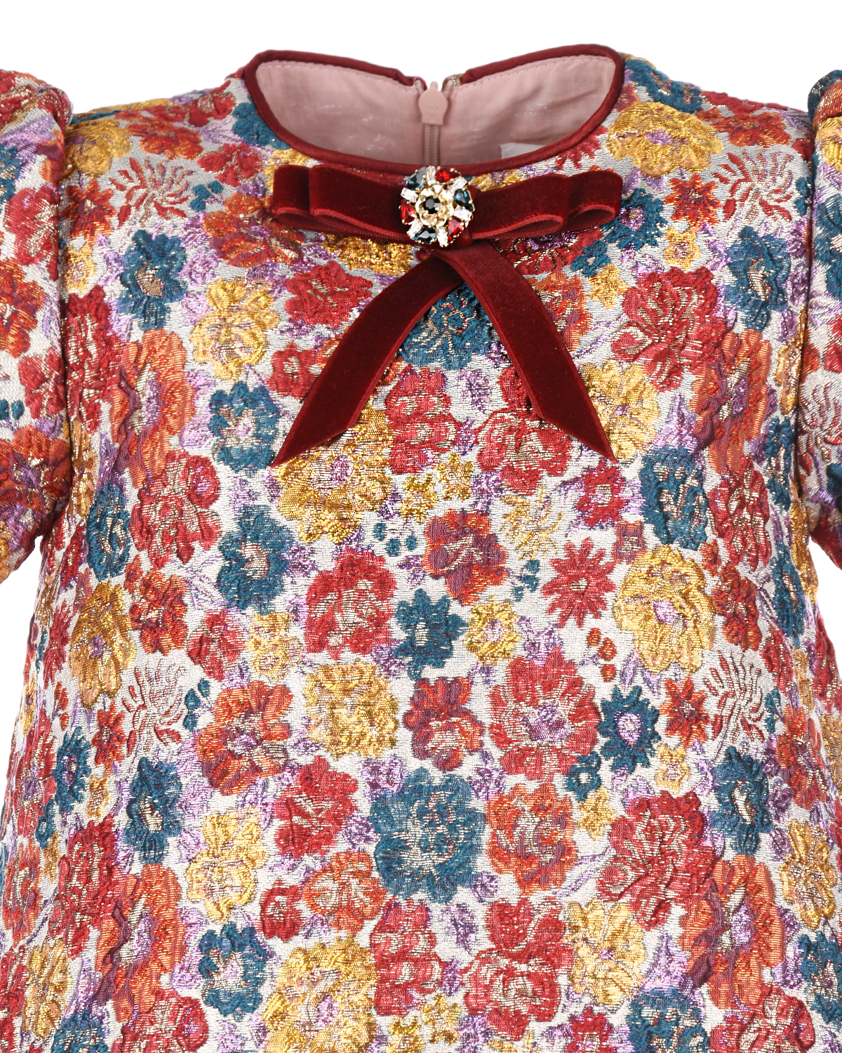 Жаккардовое платье с перьями Eirene детское, размер 116, цвет мультиколор - фото 3