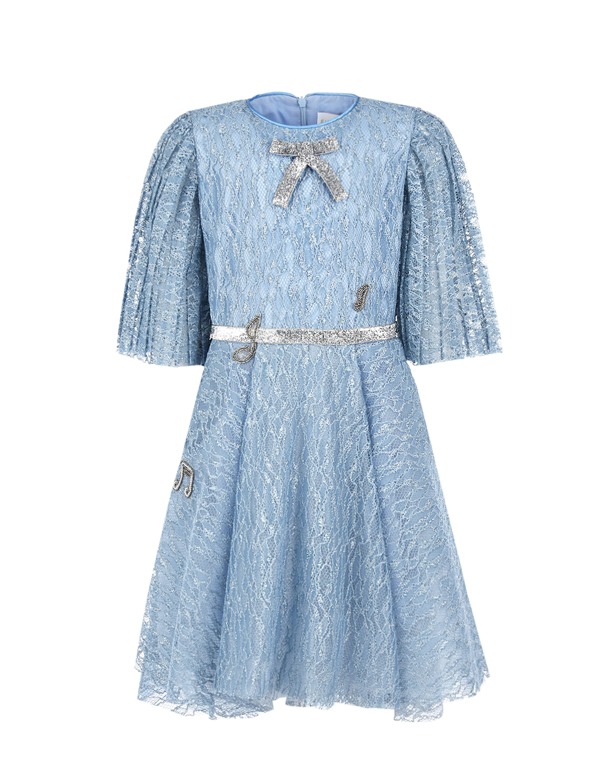 Голубое платье с плиссированными рукавами Eirene детское, размер 128, цвет голубой - фото 1