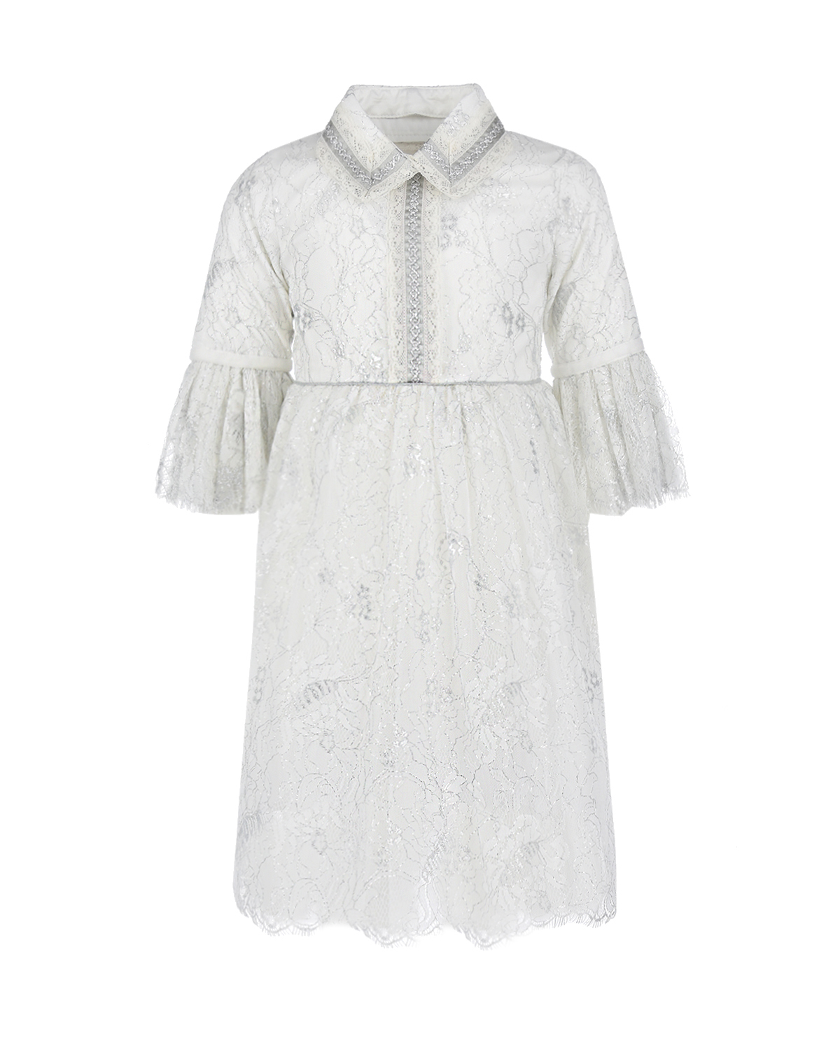 Белое платье с рукавами 3/4 Eirene детское, размер 128, цвет белый Белое платье с рукавами 3/4 Eirene детское - фото 1