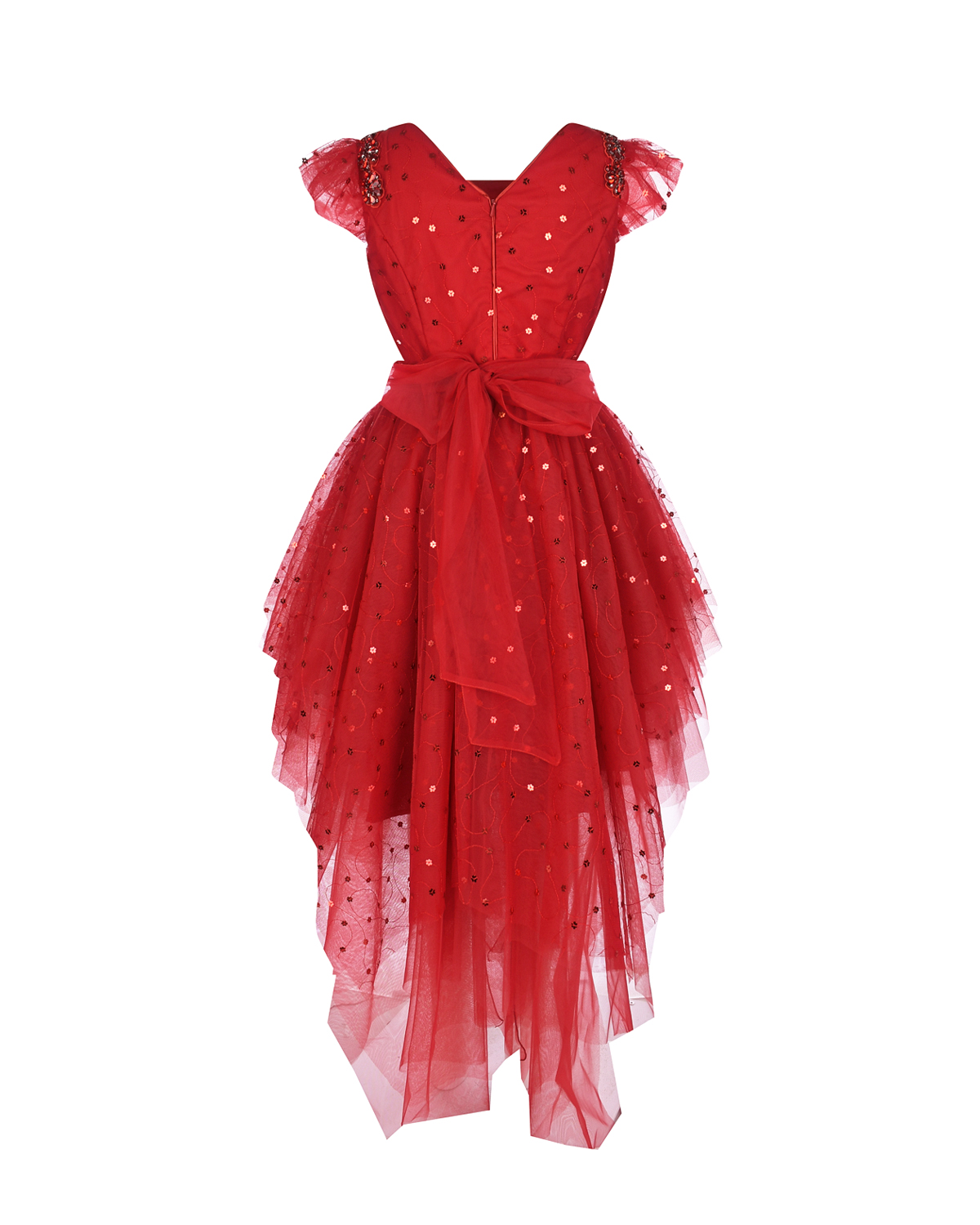 Красное платье со стразами Monnalisa детское, размер 128, цвет красный - фото 2