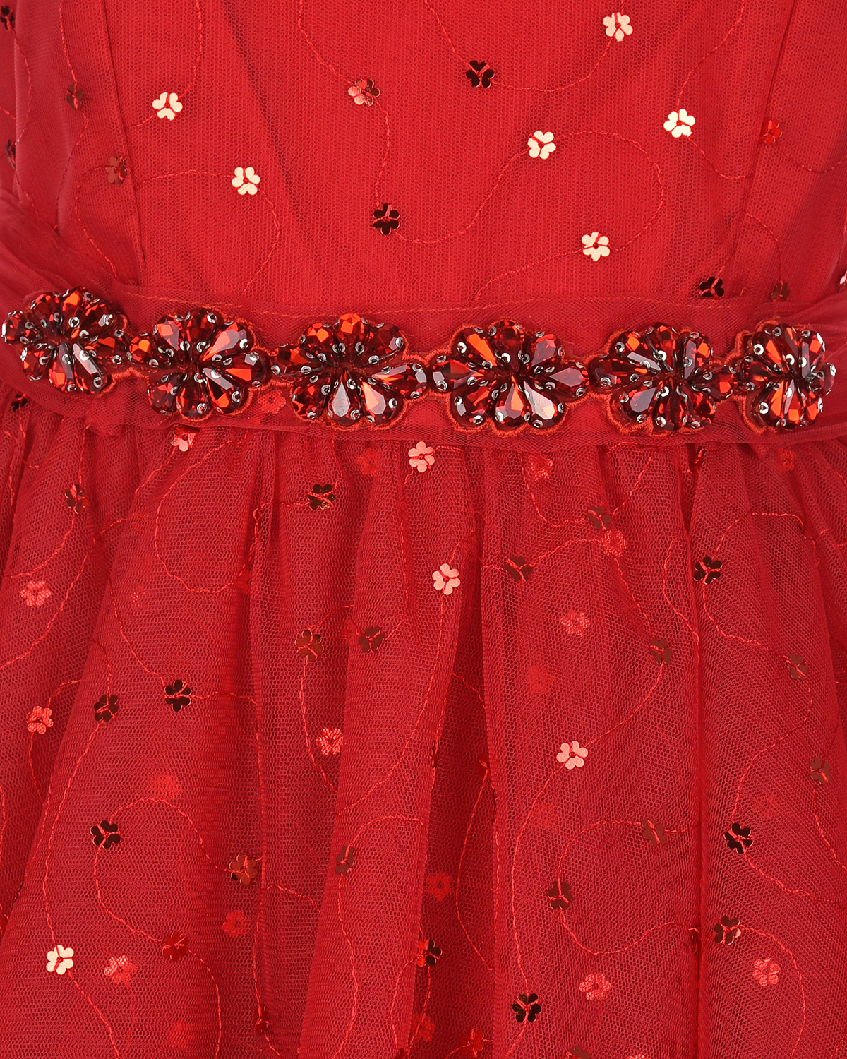 Красное платье со стразами Monnalisa детское, размер 128, цвет красный - фото 3
