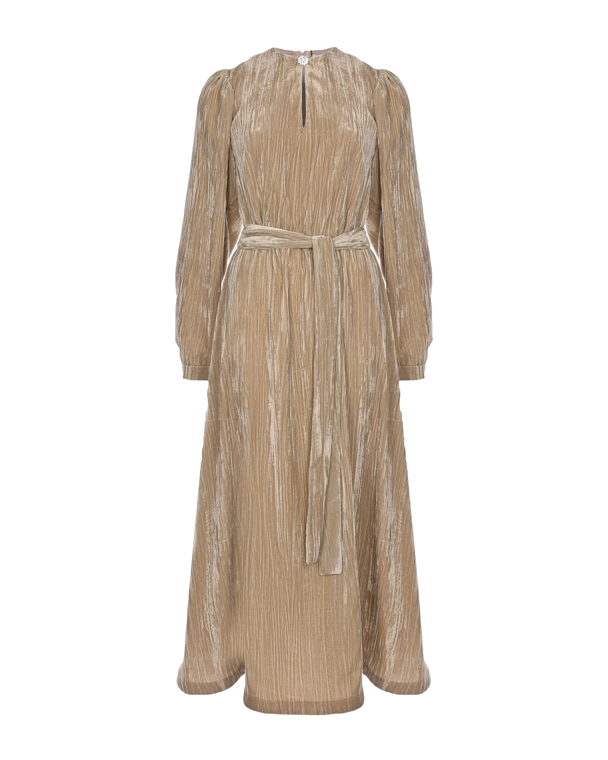 Бежевое бархатное платье Masterpeace, размер 42, цвет бежевый - фото 1