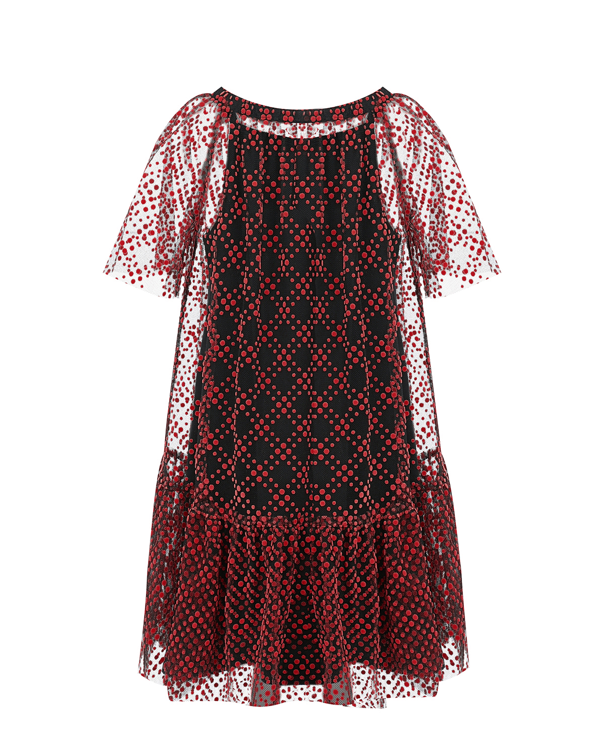 Двухслойное красно-черное платье Philosophy детское, размер 128, цвет мультиколор - фото 2
