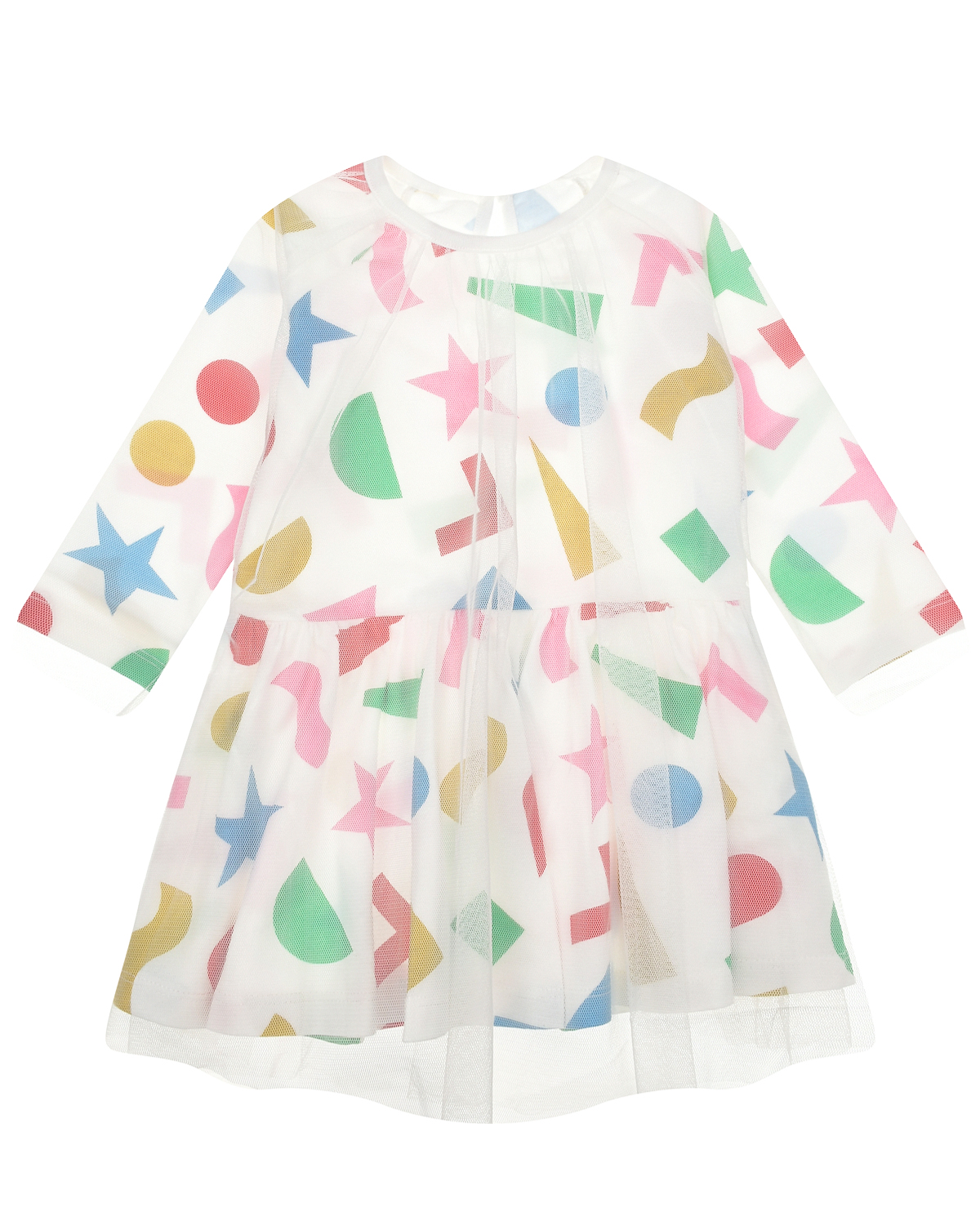 Белое платье с принтом "геометрические фигуры" Stella McCartney детское, размер 80, цвет белый - фото 2