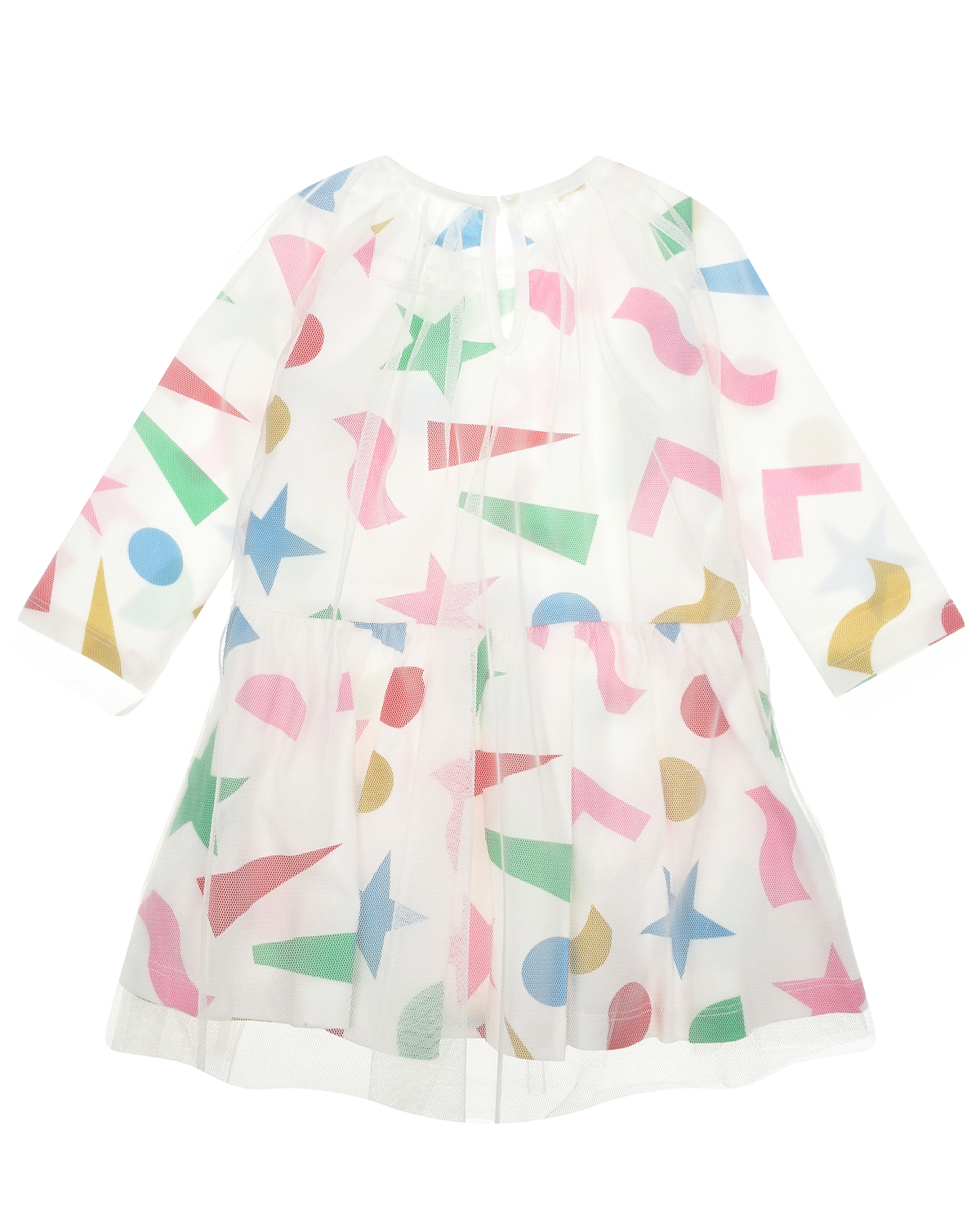 Белое платье с принтом "геометрические фигуры" Stella McCartney детское, размер 80, цвет белый - фото 3