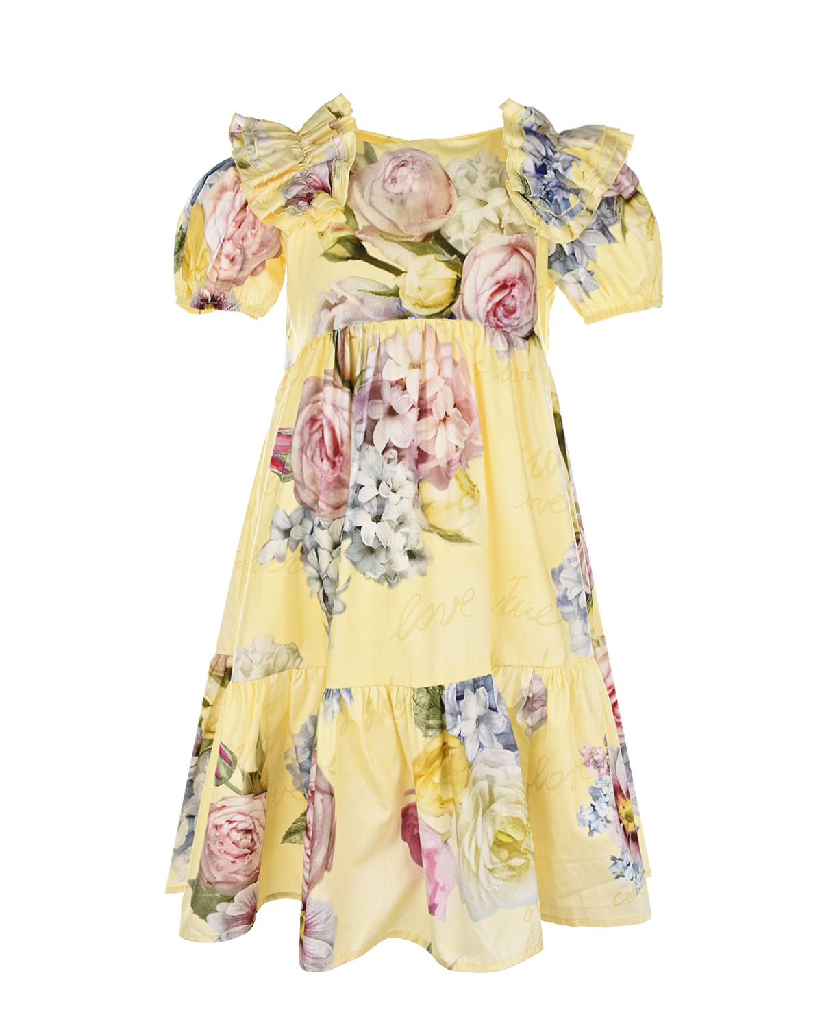 Желтое платье с цветочным принтом Monnalisa детское - фото 1