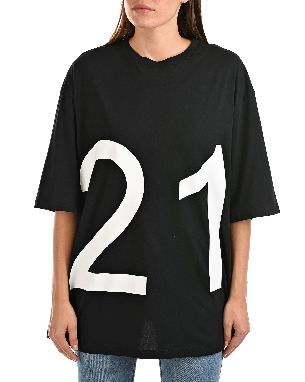 Черная футболка с логотипом No. 21, размер 40, цвет черный - фото 7