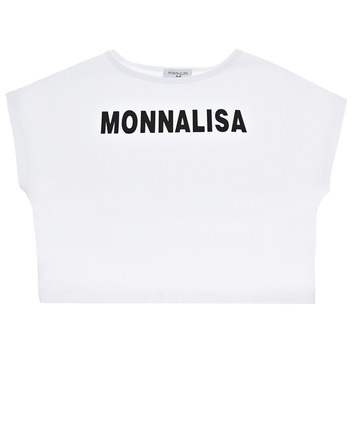Укороченная футболка с контрастным лого Monnalisa детская, размер 128, цвет белый - фото 1
