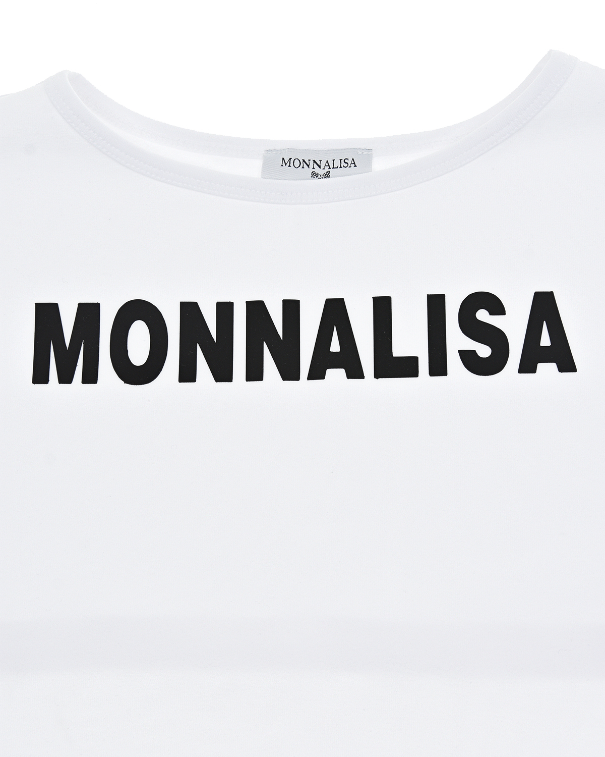 Укороченная футболка с контрастным лого Monnalisa детская, размер 128, цвет белый - фото 3