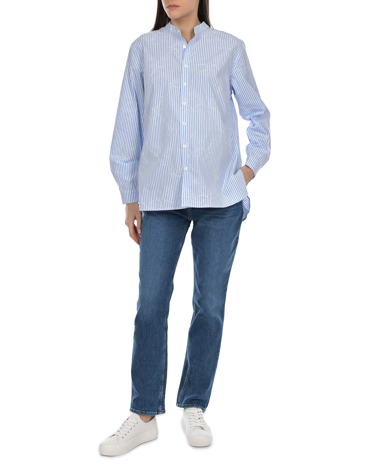 Голубая рубашка в полоску для беременных Cache Coeur, размер 40, цвет голубой - фото 2
