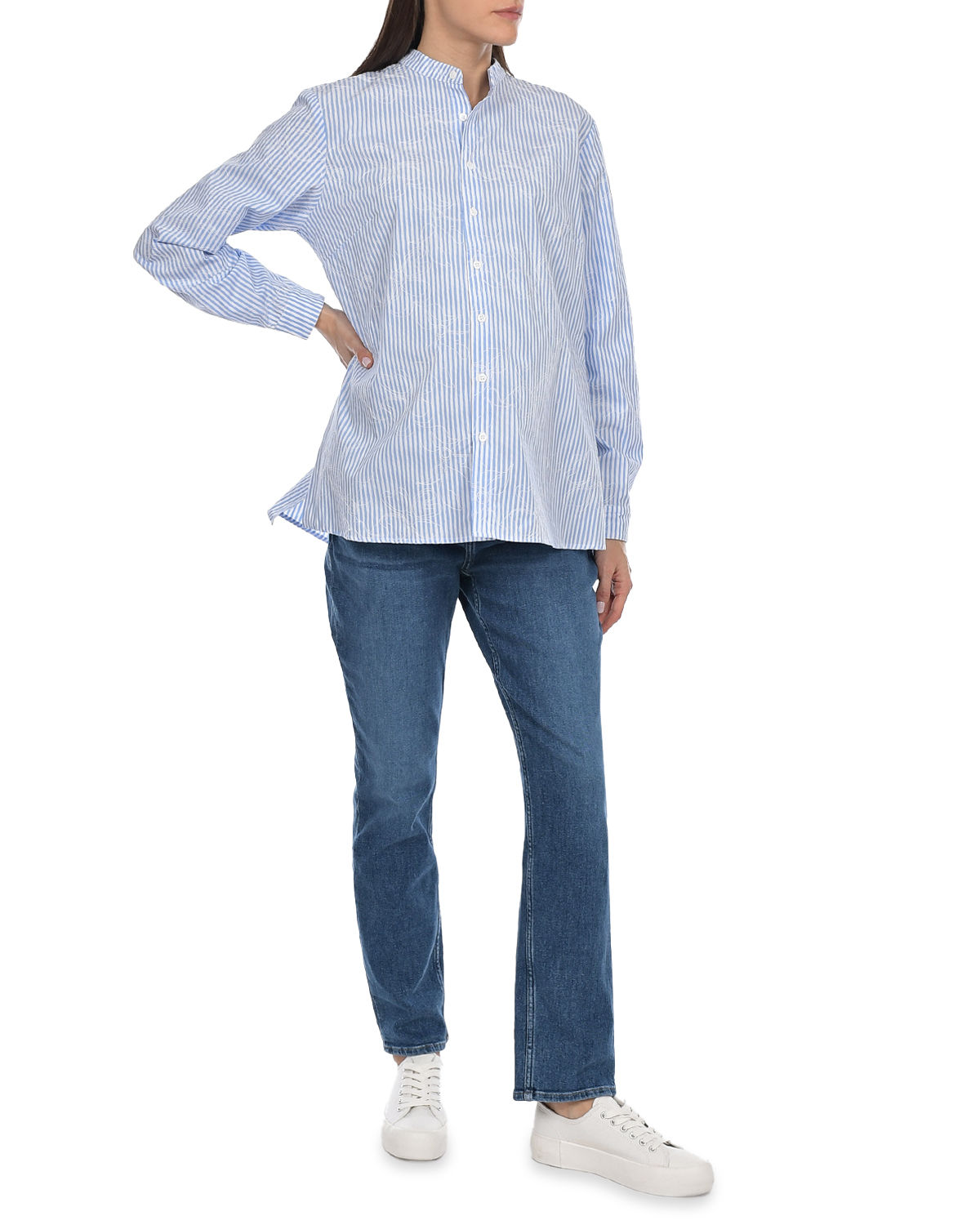 Голубая рубашка в полоску для беременных Cache Coeur, размер 40, цвет голубой - фото 4