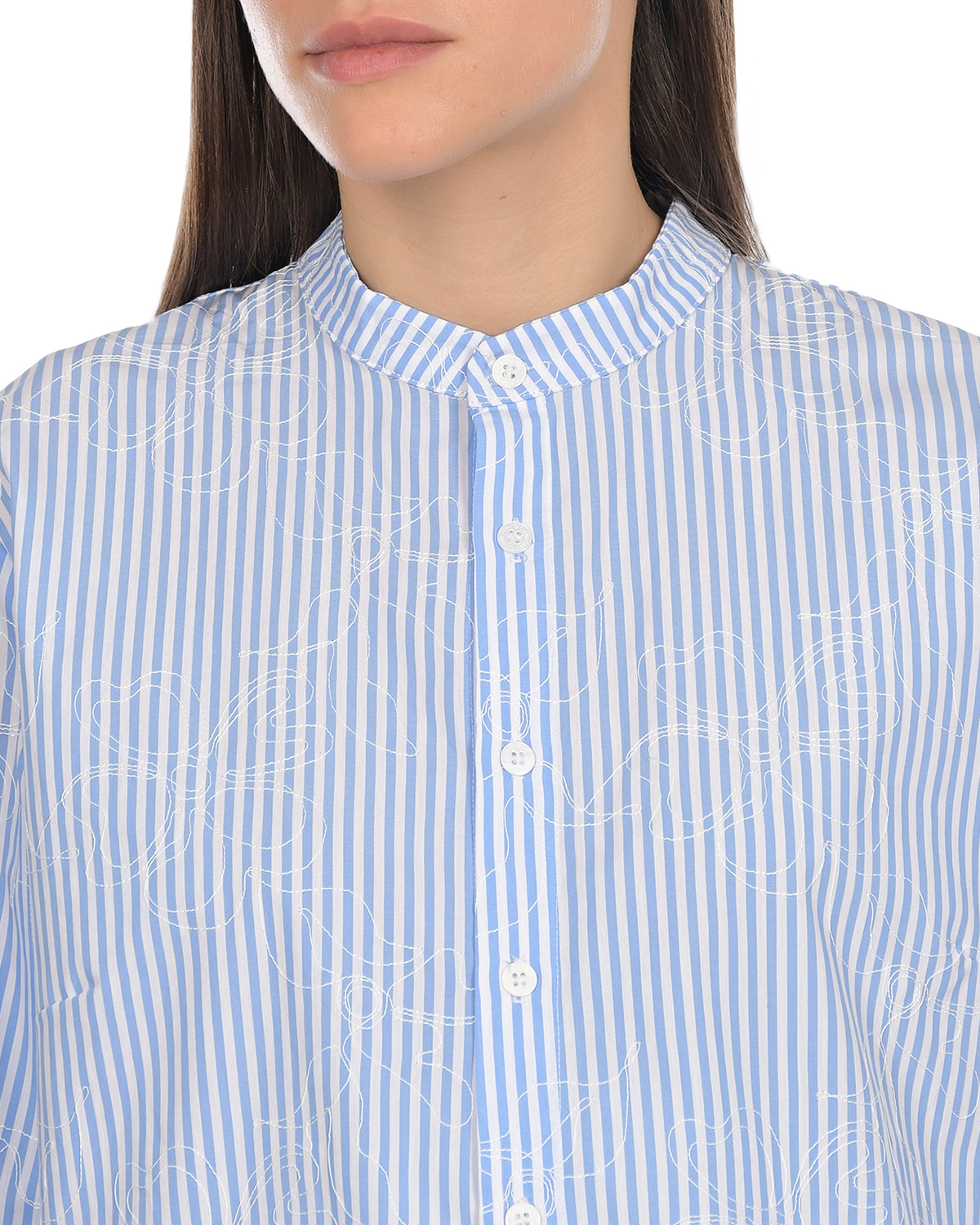 Голубая рубашка в полоску для беременных Cache Coeur, размер 40, цвет голубой - фото 7