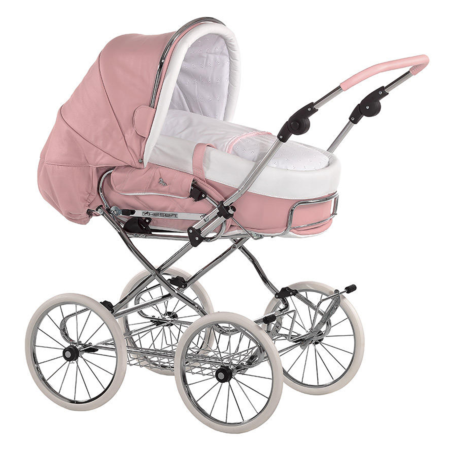 Розовая комбинированная коляска 2 в 1 Condor Superdeluxe + сумка Hesba коляска condor coupe серый hesba