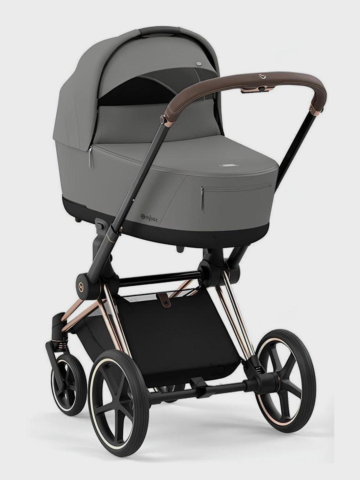 Коляска 2 в 1 CYBEX Priam IV Rosegold 2 в 1 цвет Mirage Grey в комплекте со спальным блоком Lux Carry Cot Вид№3