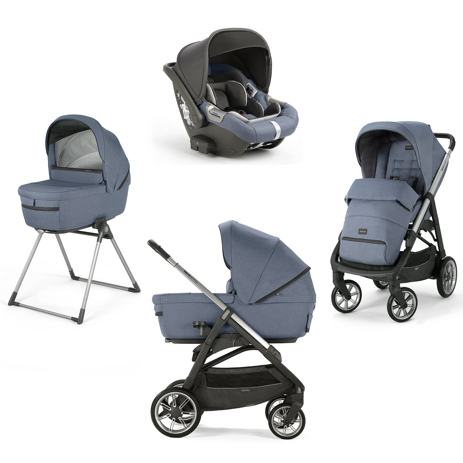 Коляска  Aptica System Quattro 4 в 1 на шасси Aptica Graphite, Alaska Blue Inglesina