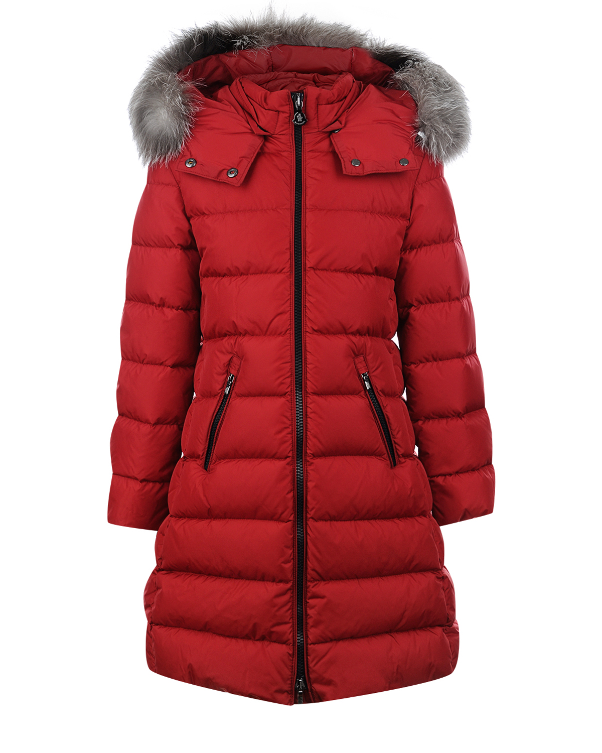 

Приталенное пальто с меховой отделкой Moncler детское