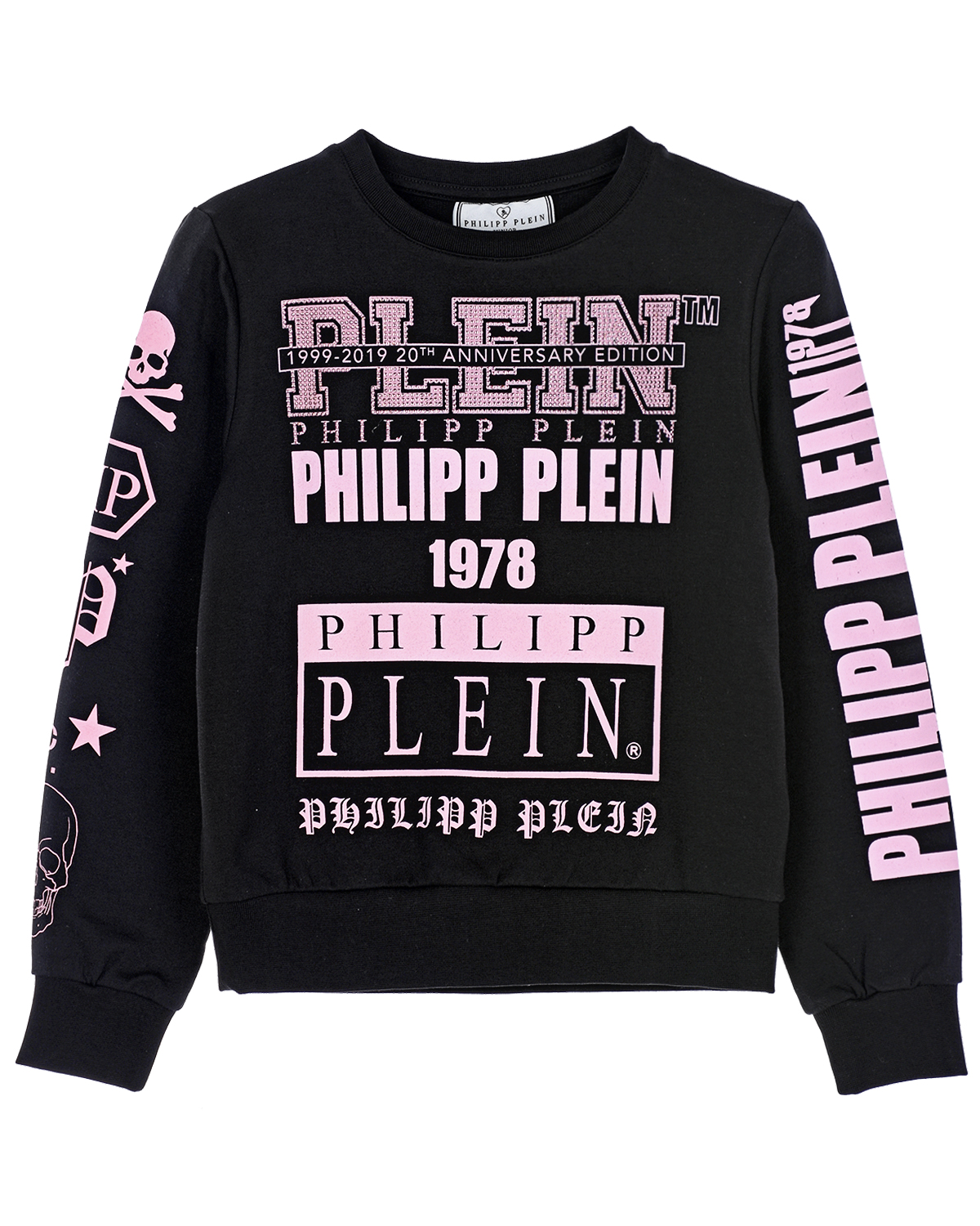 

Черный свитшот с розовым логотипом Philipp Plein детский