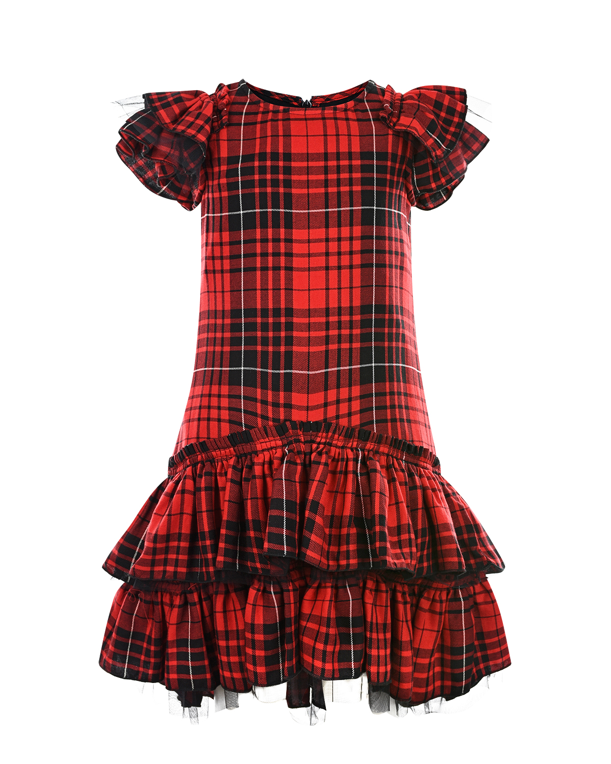 Платье с оборками в шотландскую клетку Monnalisa детское - фото 1