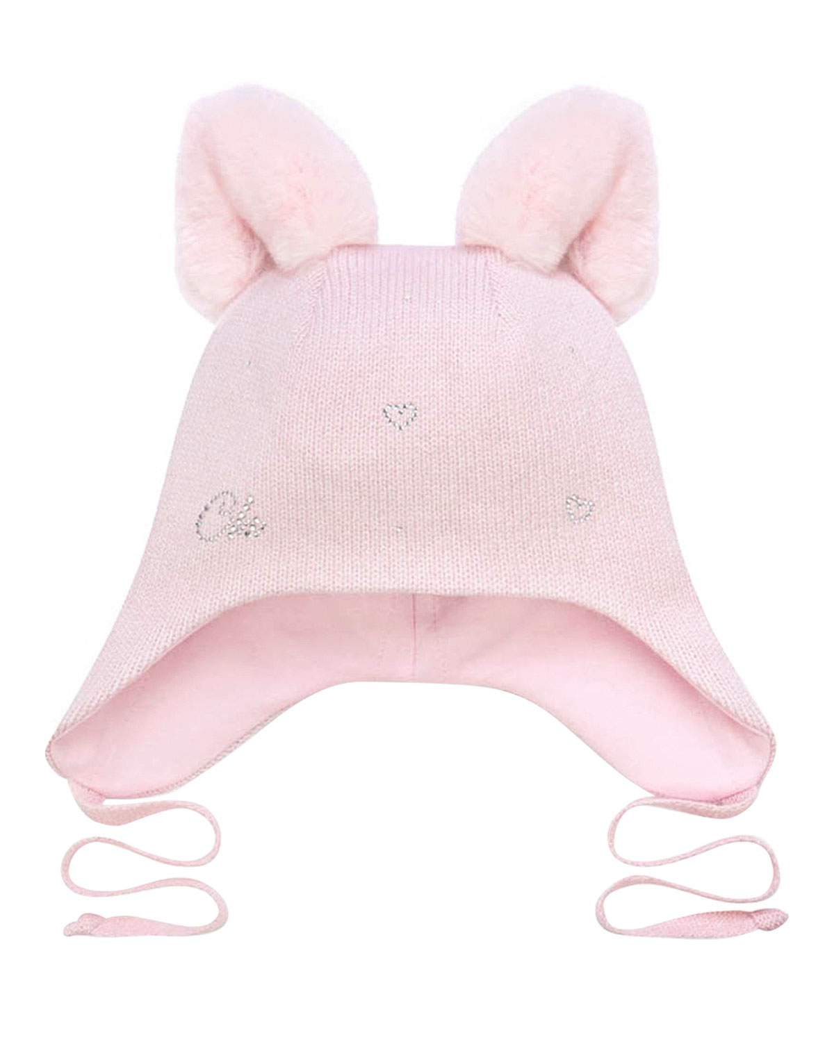 Розовая шапка с меховыми ушками Chobi детская, размер 52/54, цвет белый - фото 1
