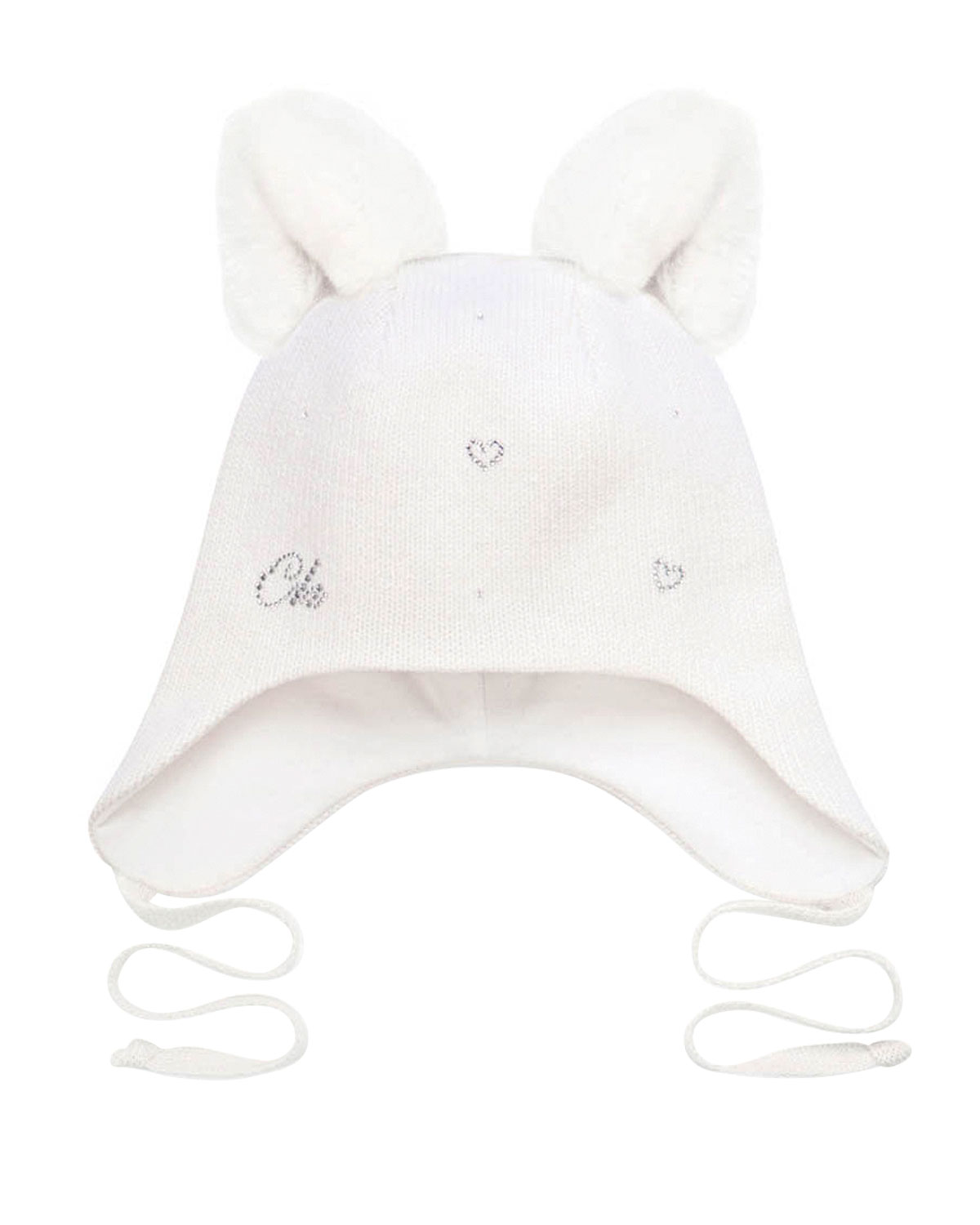 Белая шапка с меховыми ушками Chobi детская, размер 44/46, цвет белый - фото 1