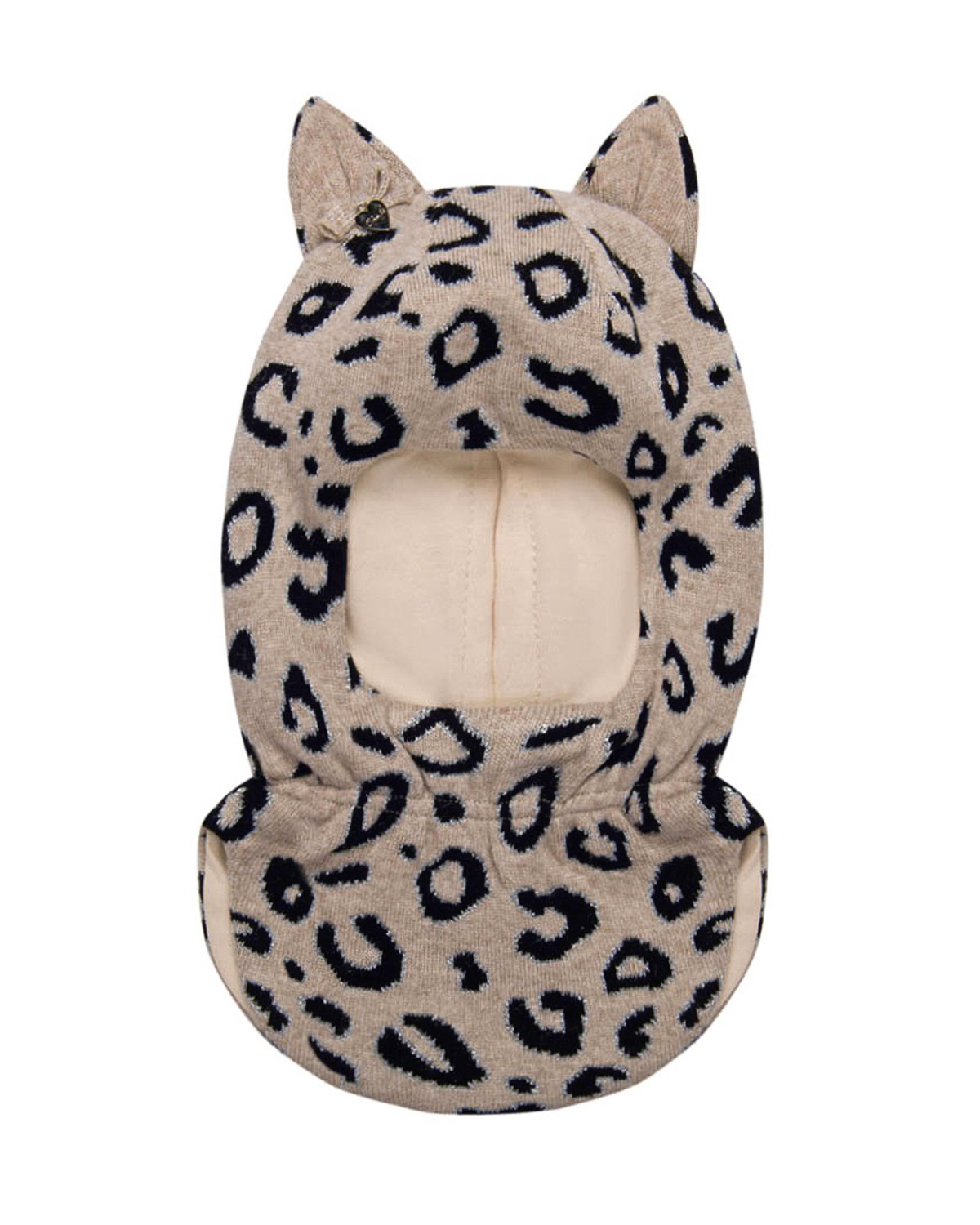 Бежевая шапка-шлем с леопардовым принтом Chobi детская, размер 48/50, цвет бежевый - фото 1