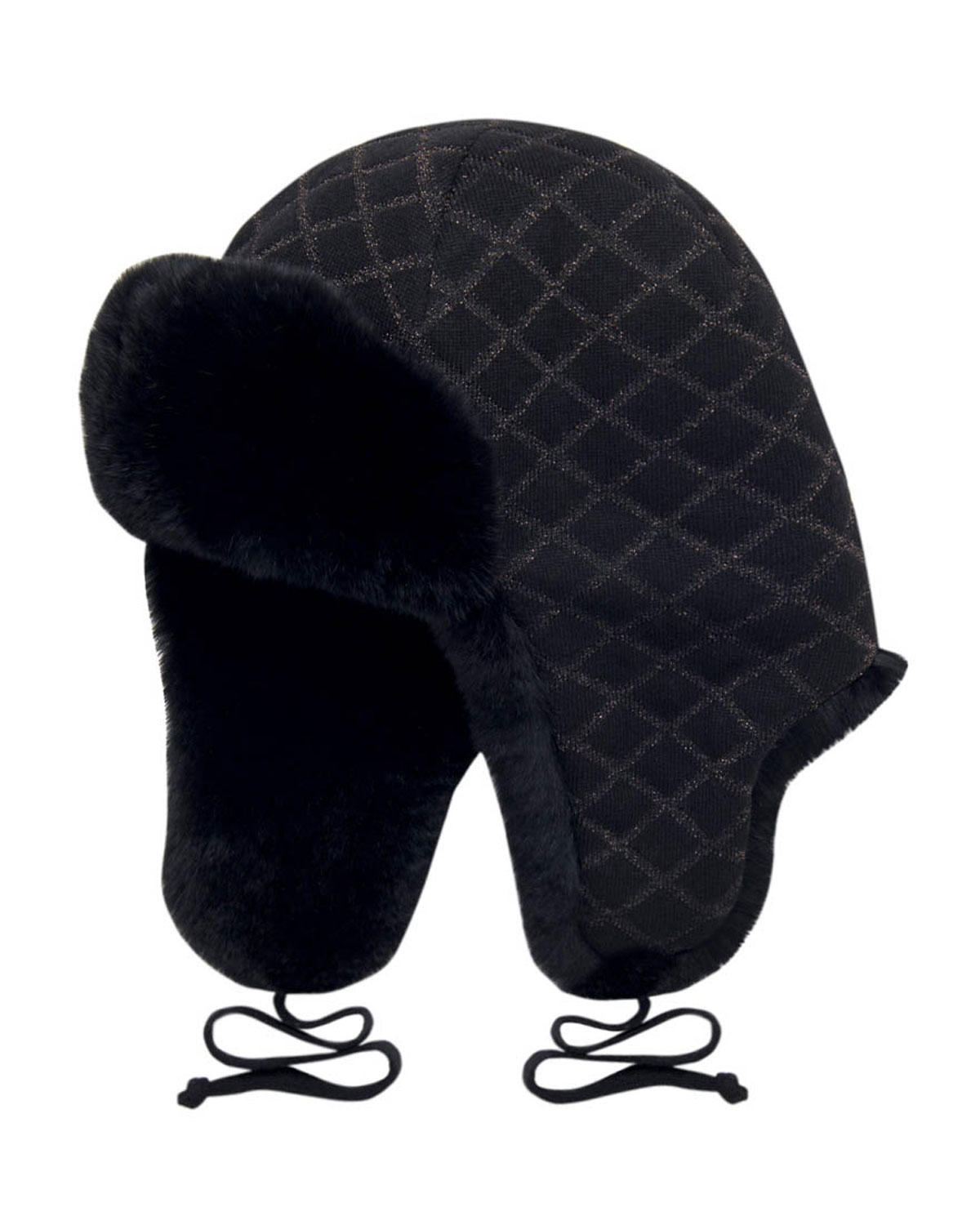 Черная шапка-ушанка с люрексом Chobi детская, размер 55, цвет белый - фото 1