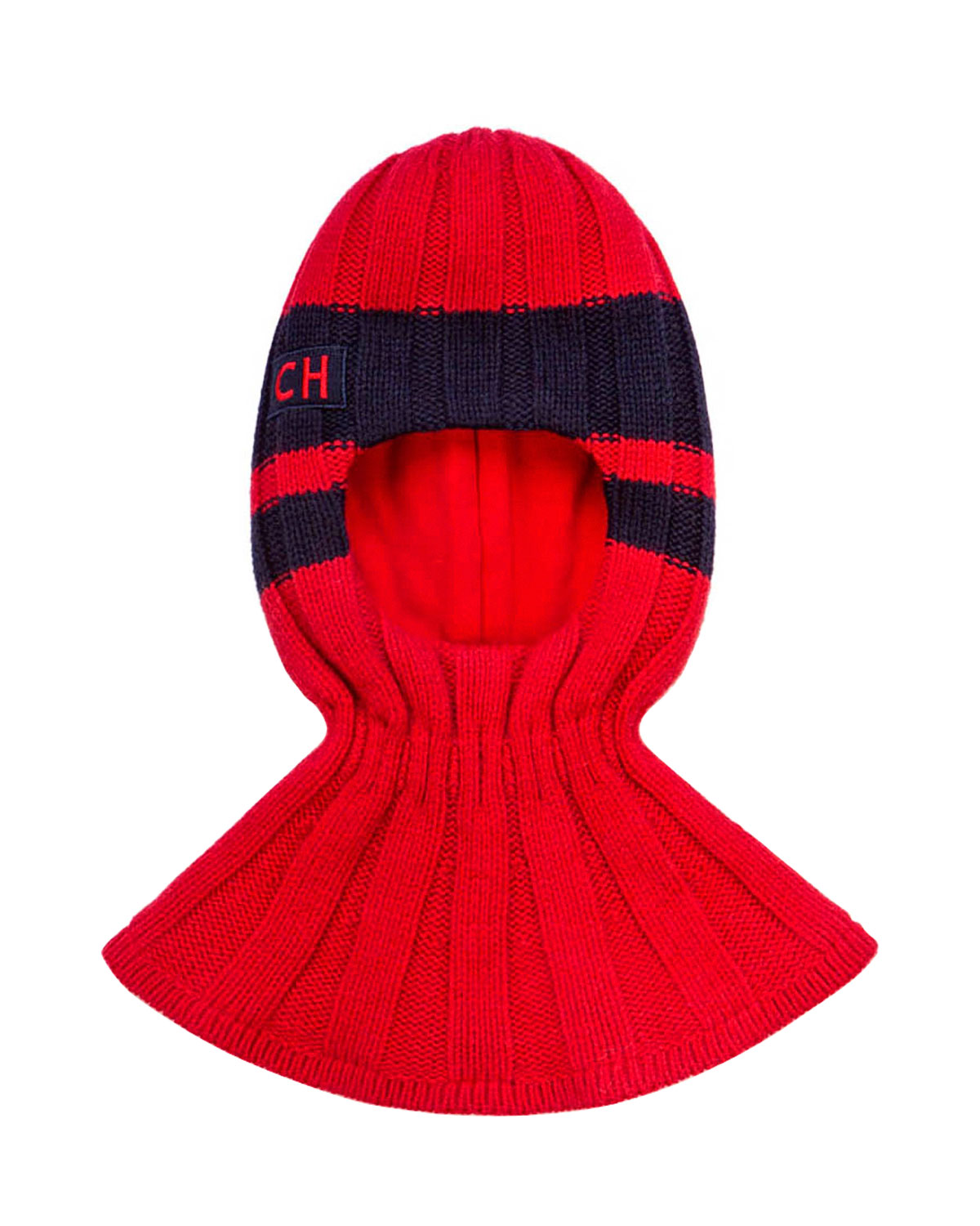 Красная шапка-шлем в полоску Chobi детская, размер 48/50, цвет красный