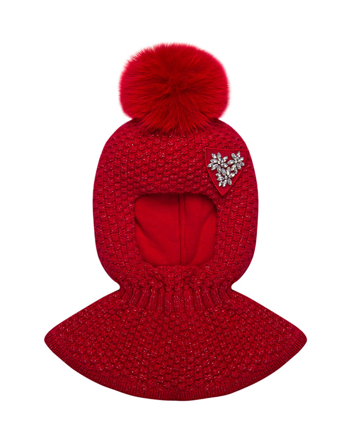 Красная шапка-шлем со стразами Chobi детская, размер 48/50, цвет красный