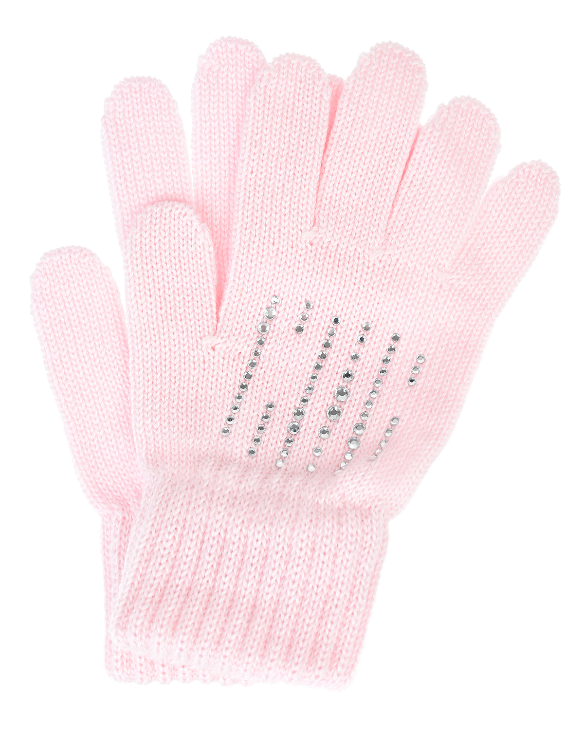 Розовые перчатки из шерсти со стразами Catya детские - фото 1