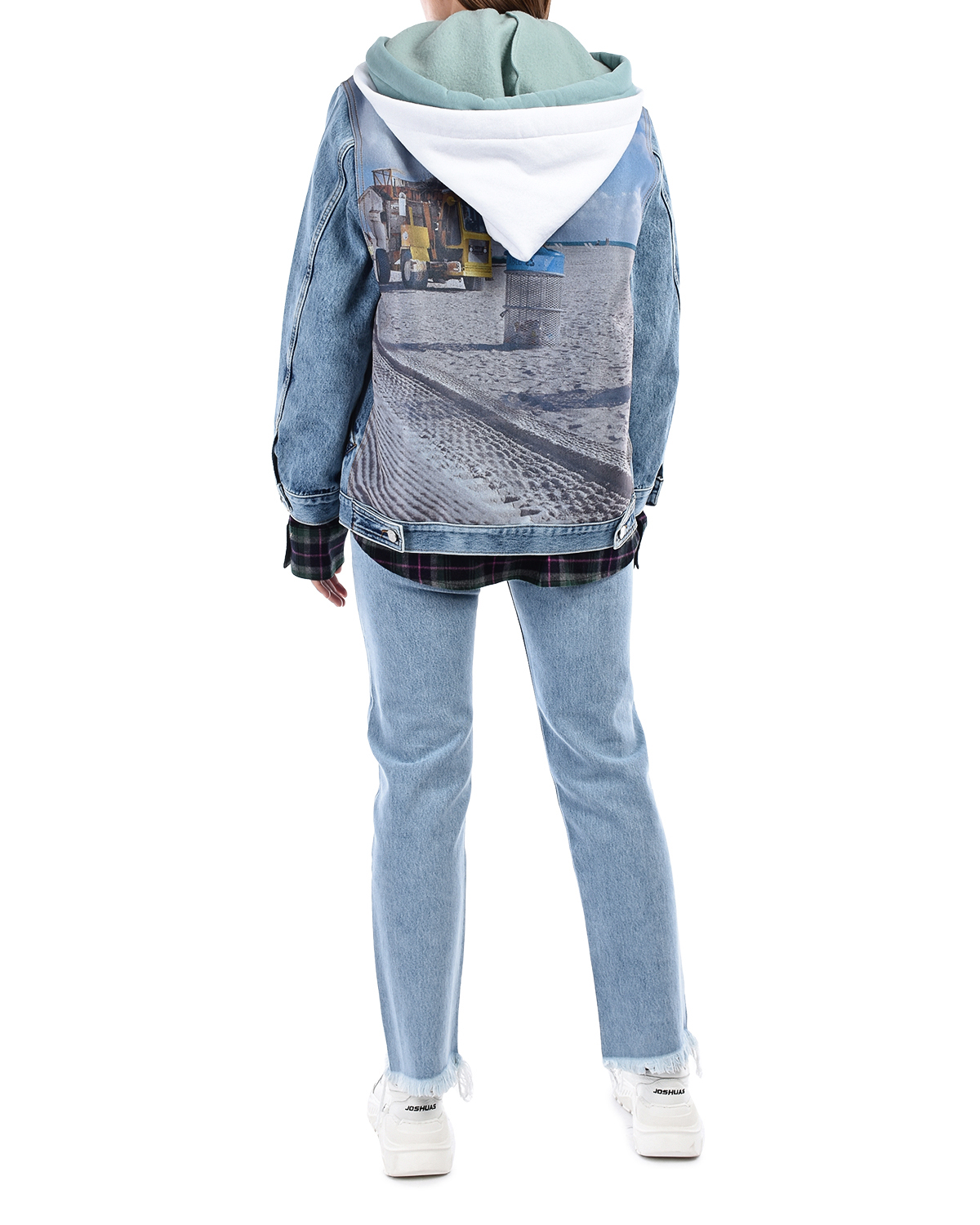 Джинсовая куртка оверсайз с капюшоном Natasha Zinko, размер 40, цвет голубой - фото 3