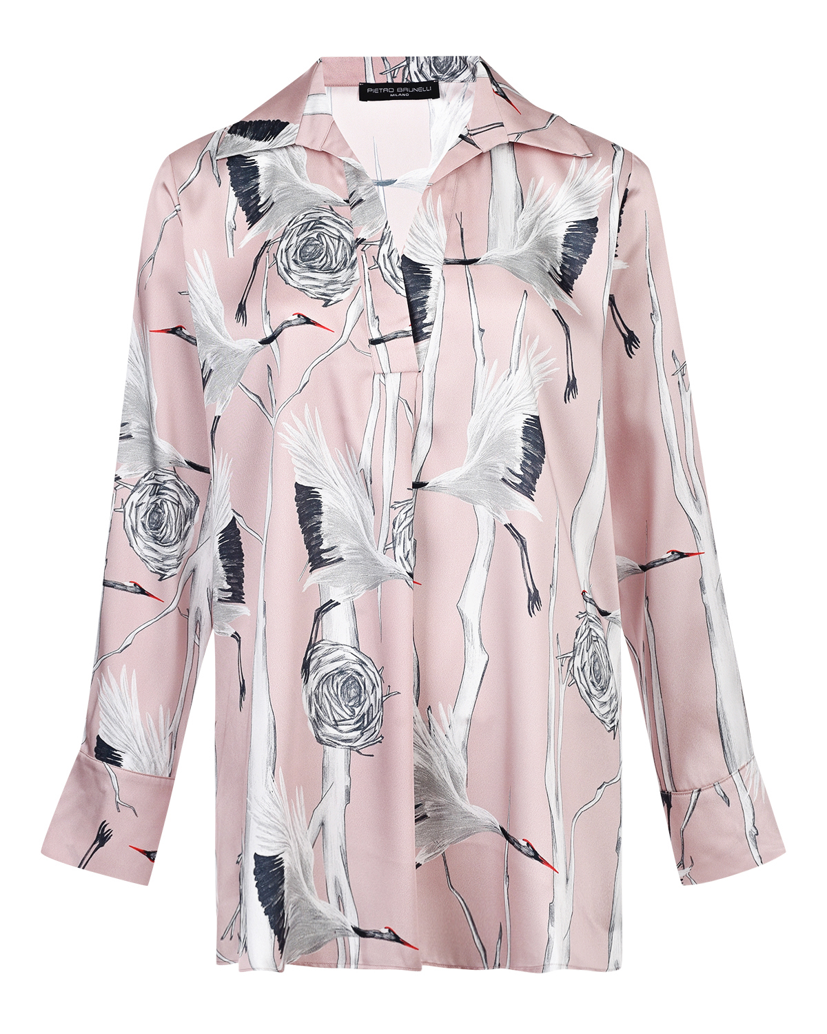 Блуза с принтом "аисты" Pietro Brunelli, размер 42, цвет розовый - фото 1