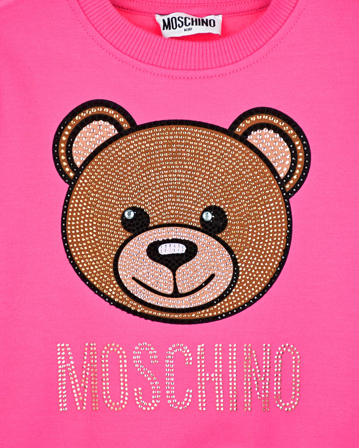 Розовый свитшот с отделкой стразами Moschino детский - фото 4