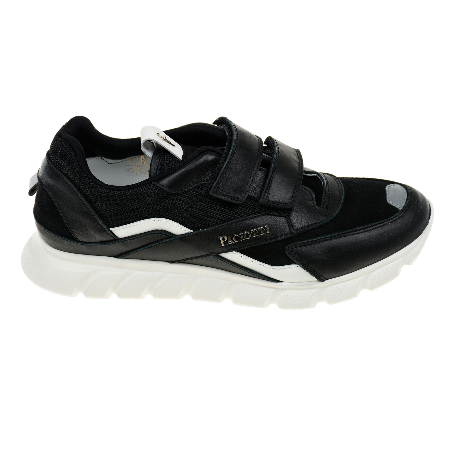 Черные кроссовки из кожи и текстиля на липучках Cesare Paciotti детские, размер 30, цвет черный - фото 2