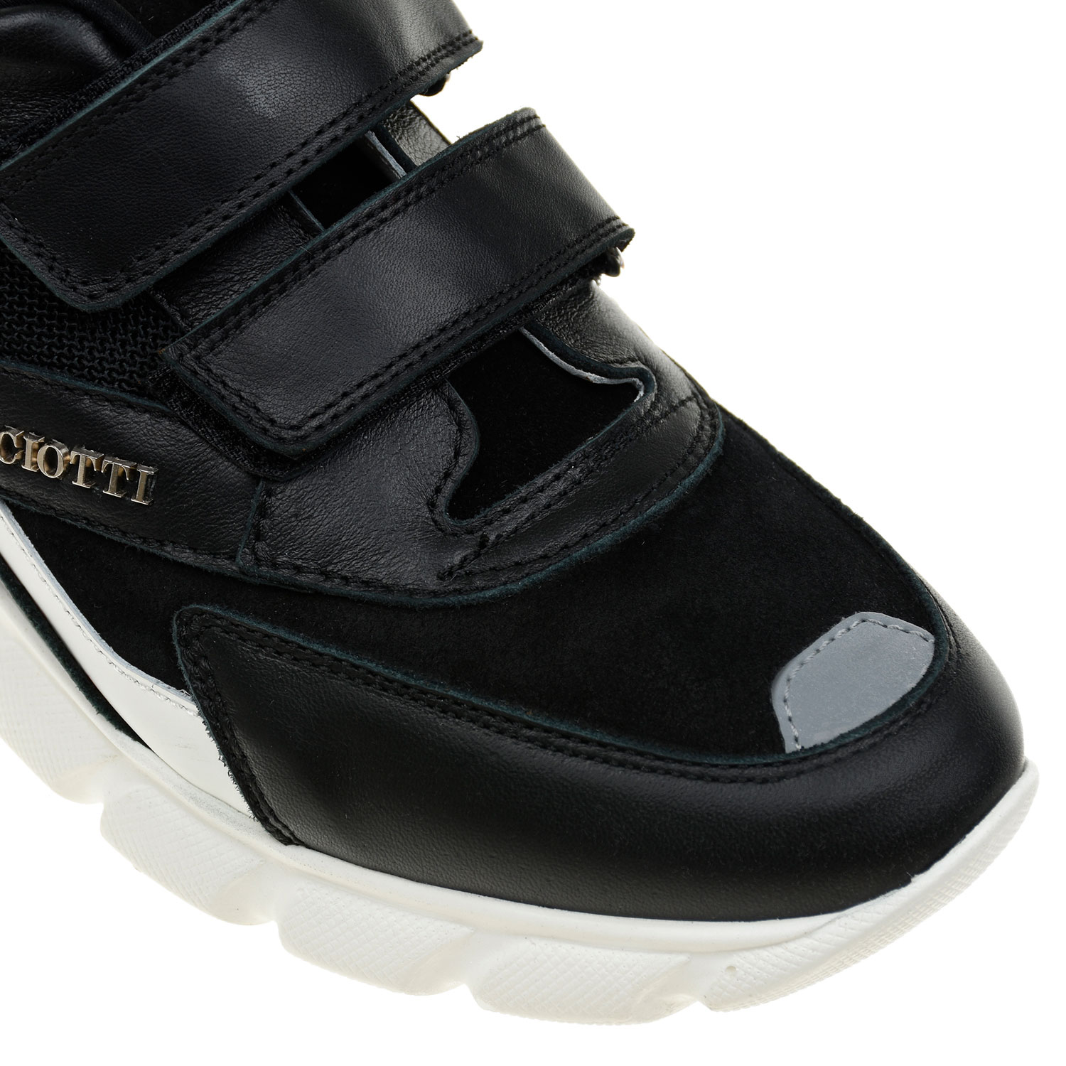 Черные кроссовки из кожи и текстиля на липучках Cesare Paciotti детские, размер 30, цвет черный - фото 6