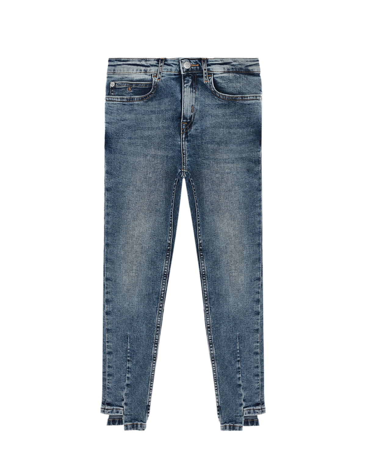 Синие джинсы с асимметричным низом Calvin Klein детские, размер 176, цвет синий - фото 1