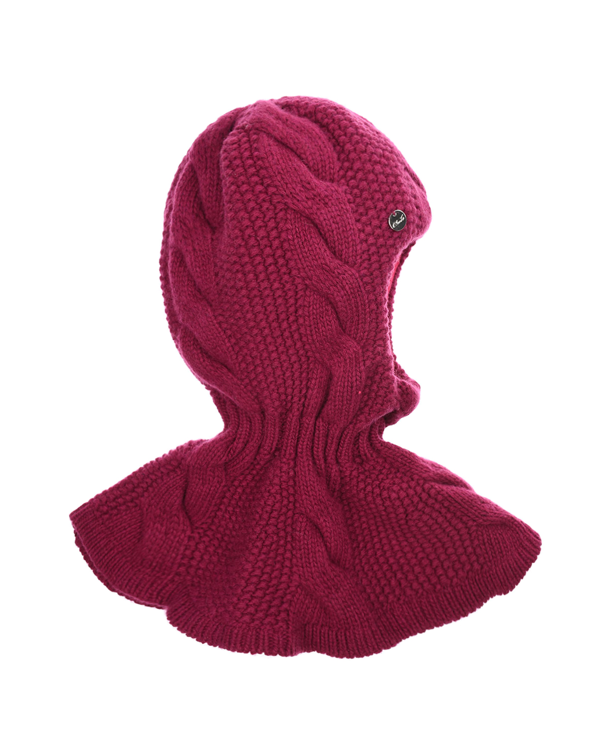 Шерстяная шапка-шлем с декором "косы" Chobi детская, размер 52/54, цвет бордовый