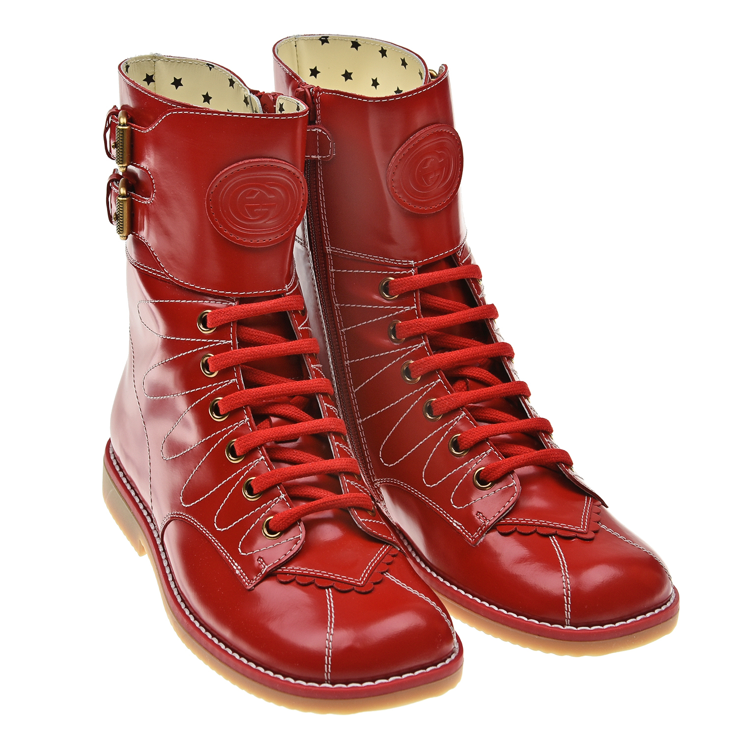Красные ботинки из кожи GUCCI детские, размер 37, цвет красный - фото 1