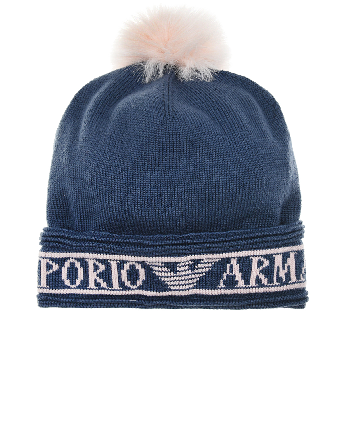 Комплект из шапки с помпоном и шарфа, синий Emporio Armani детский, размер S - фото 4