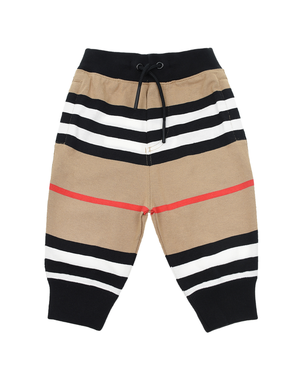Спортивные брюки из трикотажа в полоску Burberry детские, размер 86, цвет бежевый - фото 1